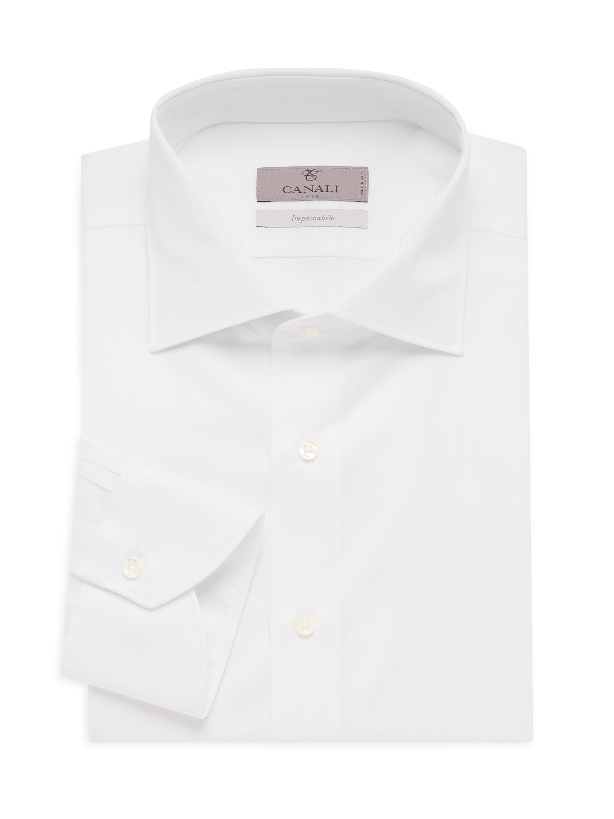 Canali Men's Cotton Dress Shirt - White