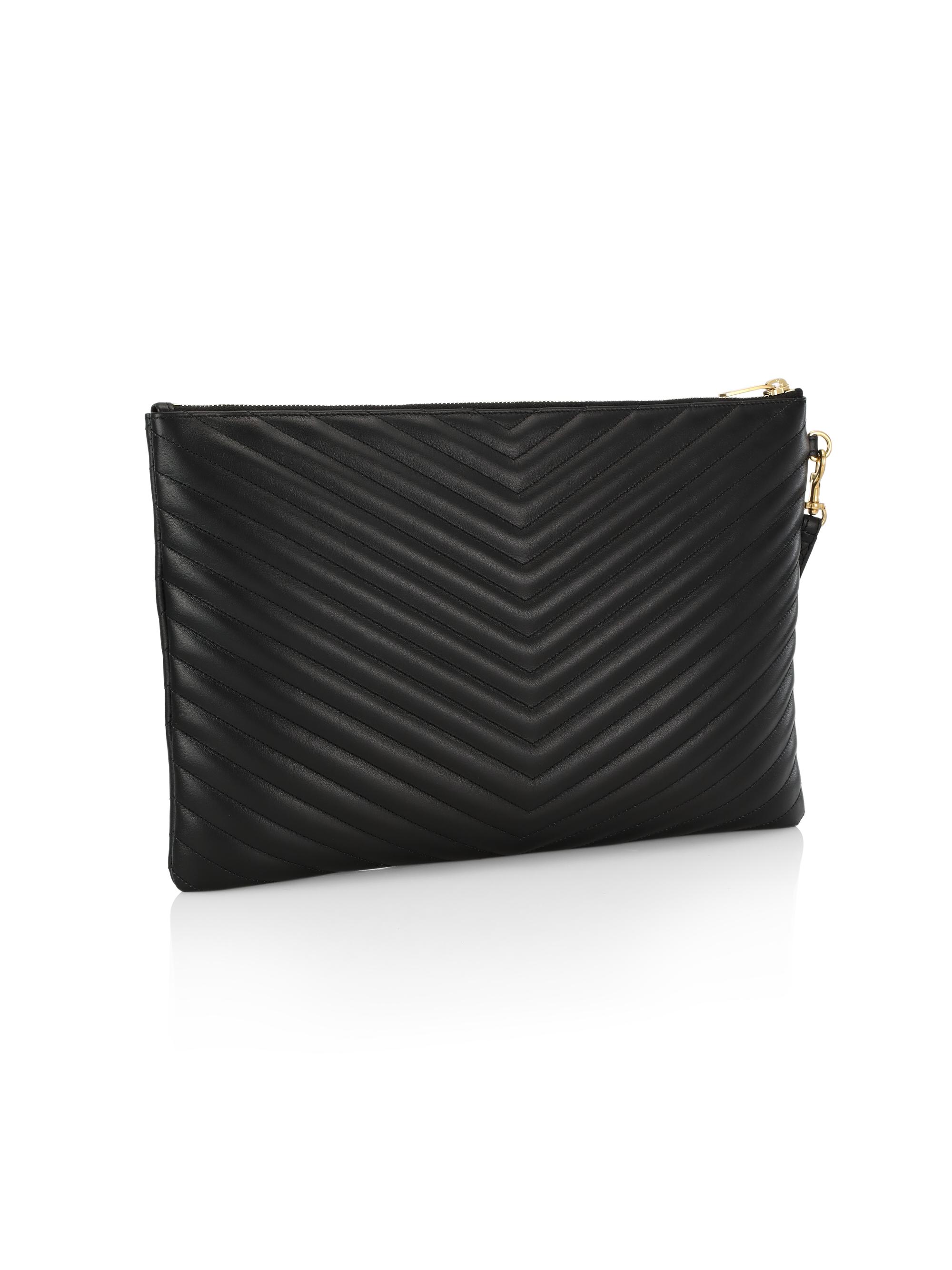 Saint Laurent Logo Matelassé Leather Pouch | Saks Fifth Avenue