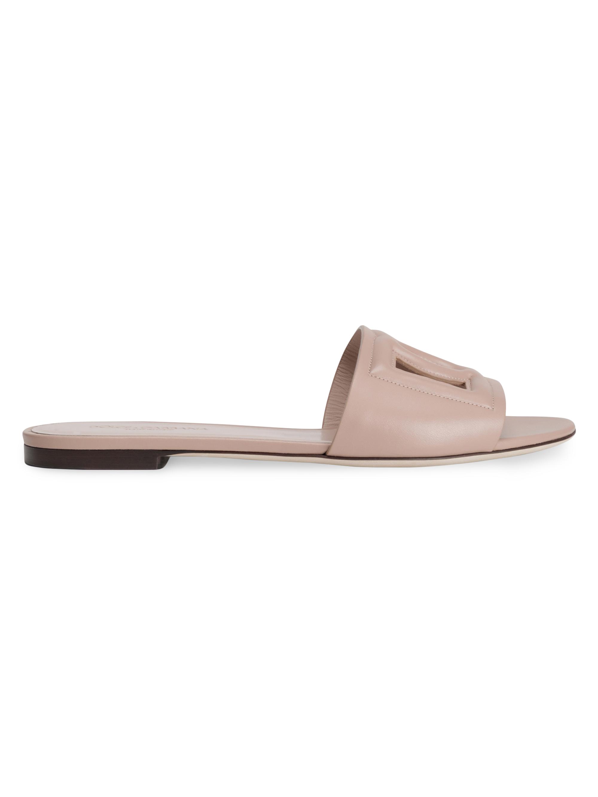 Dolce & Gabbana Women's DG Interlocked Leather Sandals - Powder Pink | Thumbnail 6