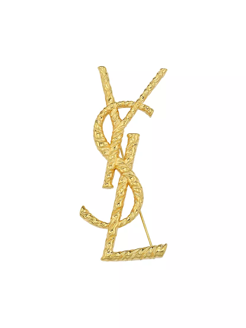 SAINT LAURENT: YSL Monogram brooch - Gold  Saint Laurent jewel 652410  Y1500 online at