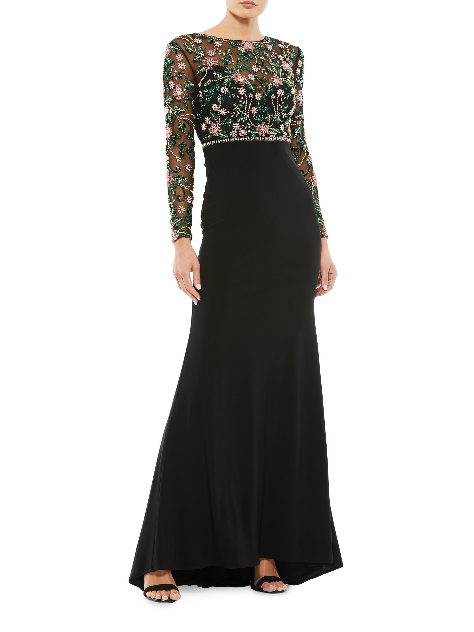 Mac Duggal Women's Floral Beaded Gown - Black Multi