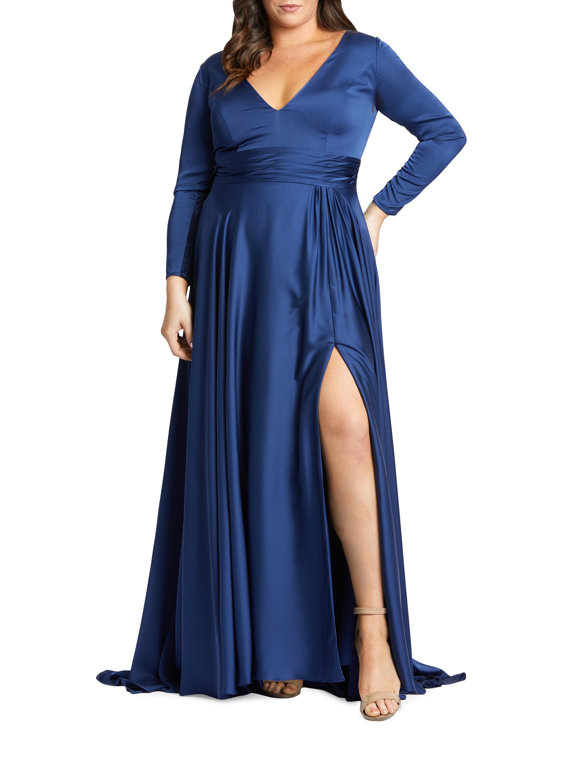 Mac Duggal Women's Plus Size Banded A-Line Gown, - Midnight