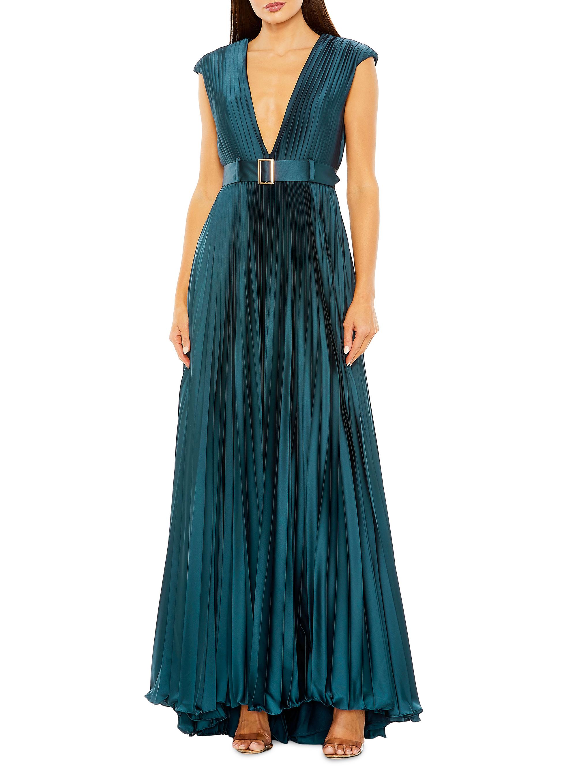 Mac Duggal Women's Ieena Satin Pleated Gown - Midnight
