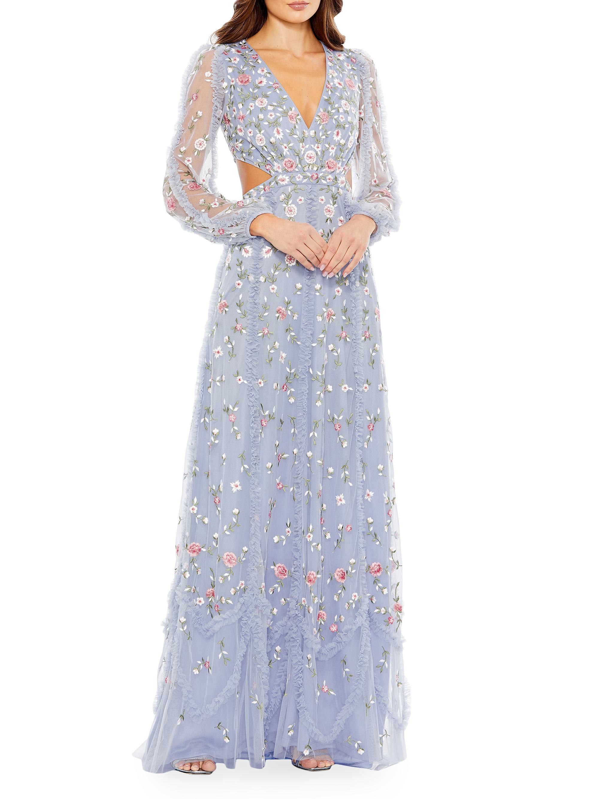 Mac Duggal Women's Floral Appliqué-Embellished Gown - Periwinkle