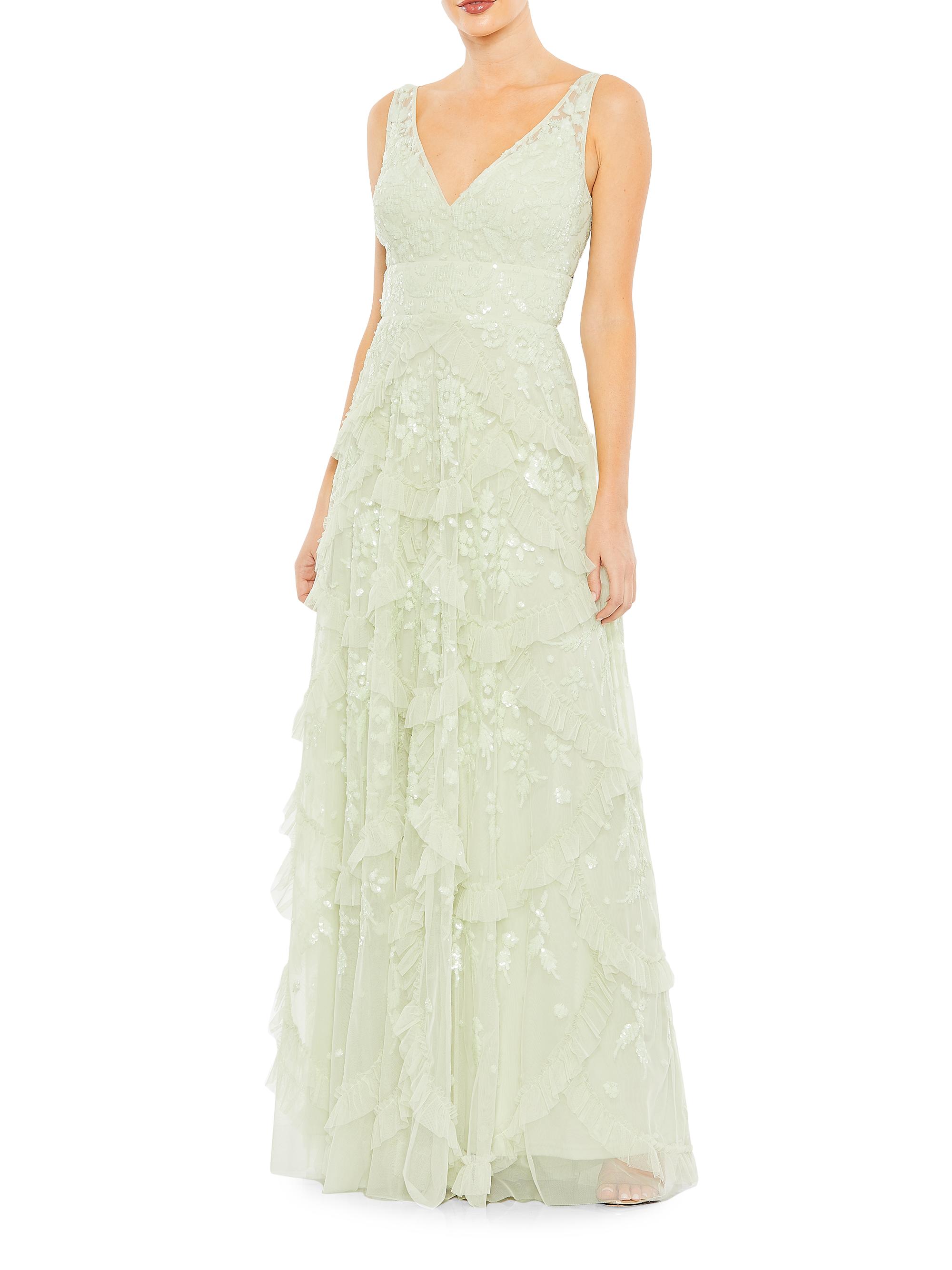 Mac Duggal Women's Tiered A-Line Gown - Sage