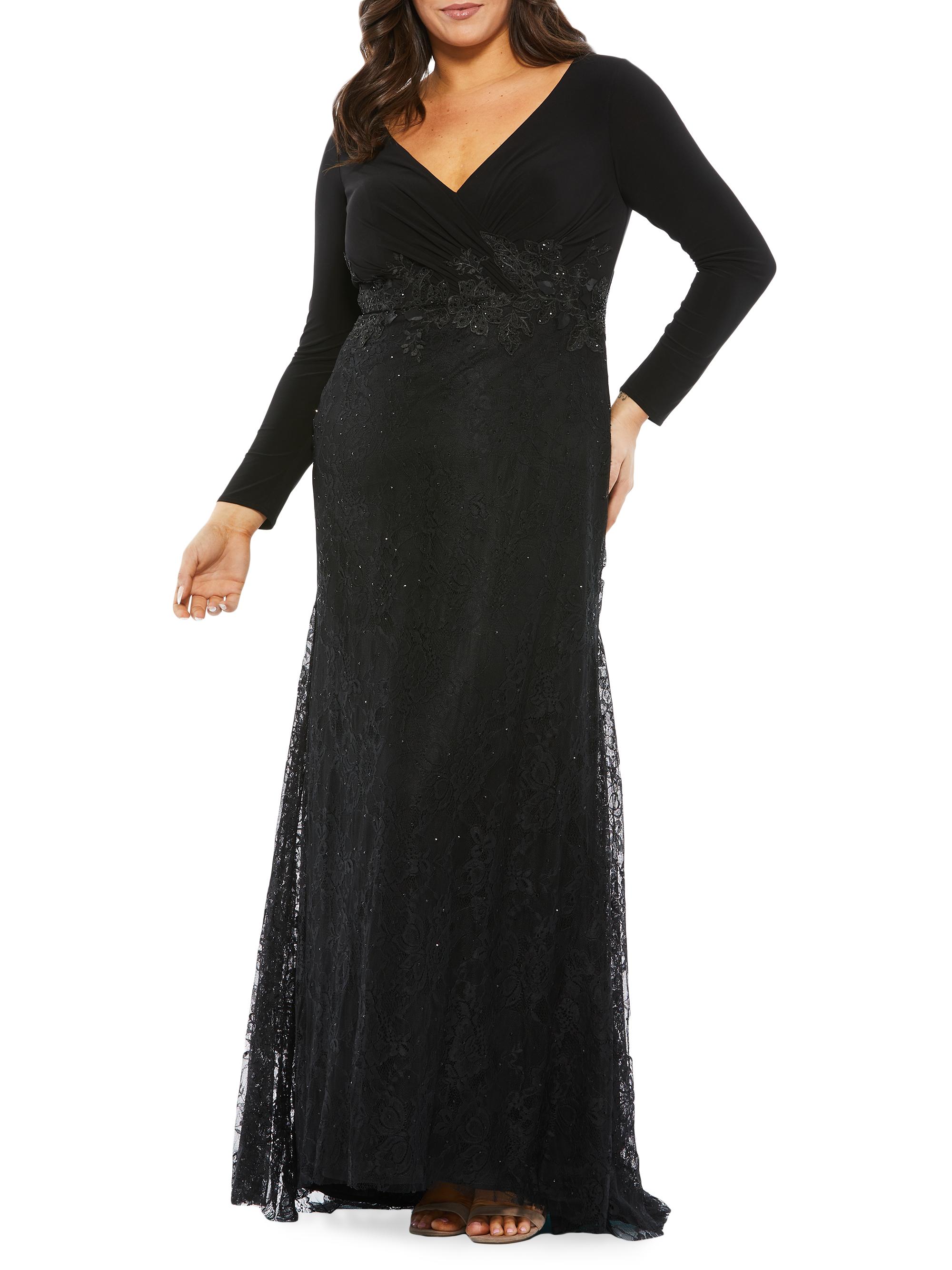 Mac Duggal Women's Plus Size Jersey Sheath Gown - Black