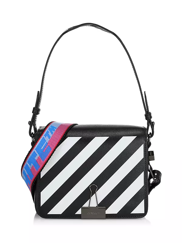 Shop Off-White Binder Diagonal Stripe Leather Flap Shoulder Bag 