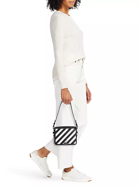 Off White Women Stripes Binder Clip Leather Shoulder Bag ($940