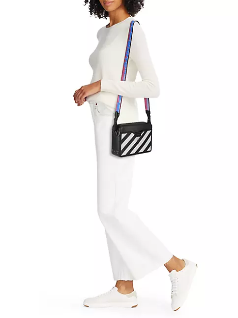 Off-White Diagonal Striped Leather Shoulder and Belt Bag - Closet