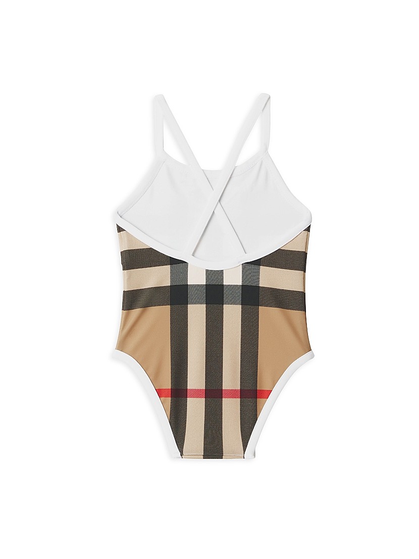 Shop Burberry Baby Girl's Mini Sandie Check One-Piece Shop Burberry Baby Girl's Mini Sandie Check One-Piece