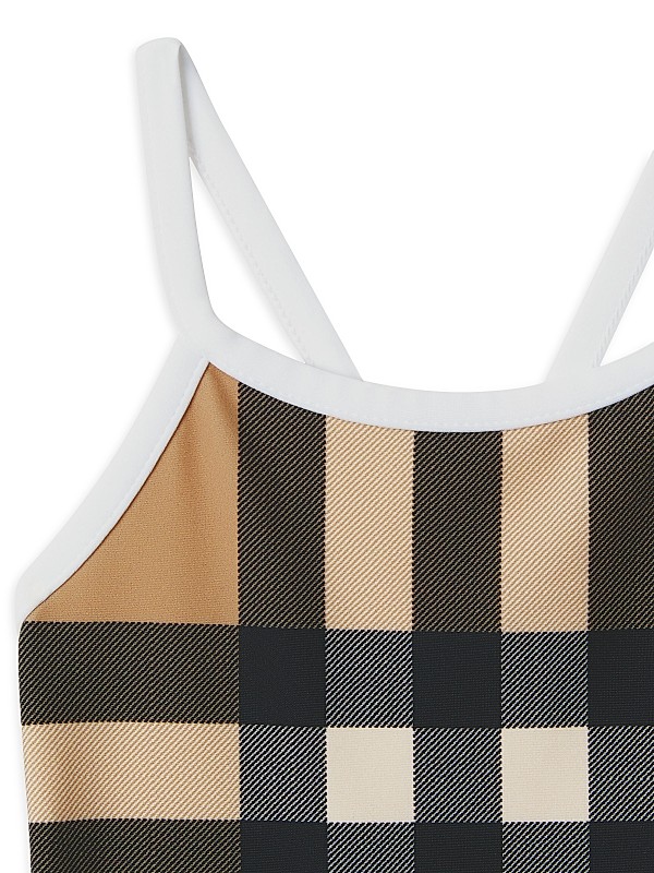 Shop Burberry Baby Girl's Mini Sandie Check One-Piece Shop Burberry Baby Girl's Mini Sandie Check One-Piece