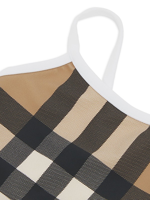 Shop Burberry Baby Girl's Mini Sandie Check One-Piece Shop Burberry Baby Girl's Mini Sandie Check One-Piece