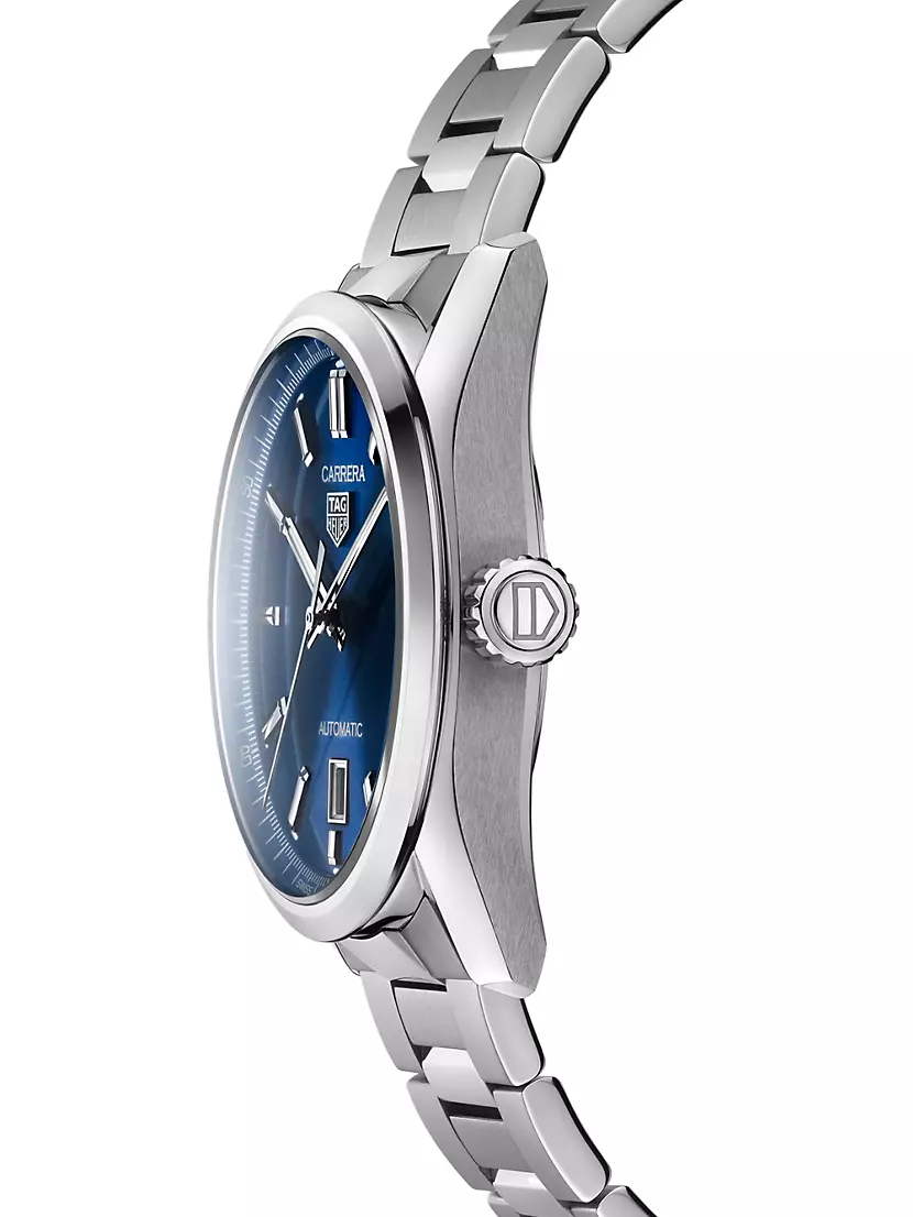 Tag Heuer Carrera Stainless Steel & Blue Dial Automatic 39mm Bracelet Watch Silver