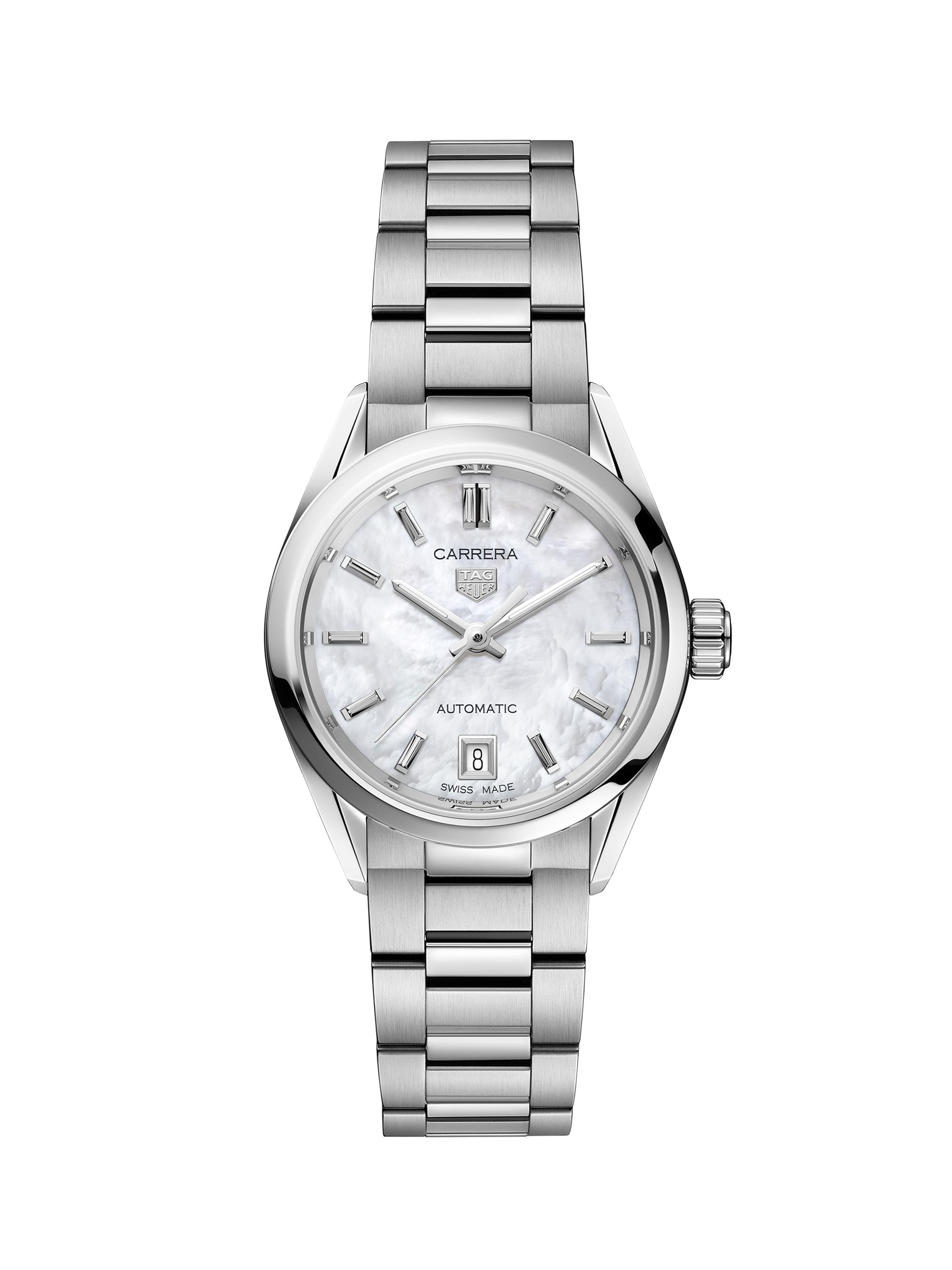 TAG Heuer Women's Carrera Stainless Steel & Mother-Of-Pearl Dial Automatic 29MM Bracelet Watch - Silver