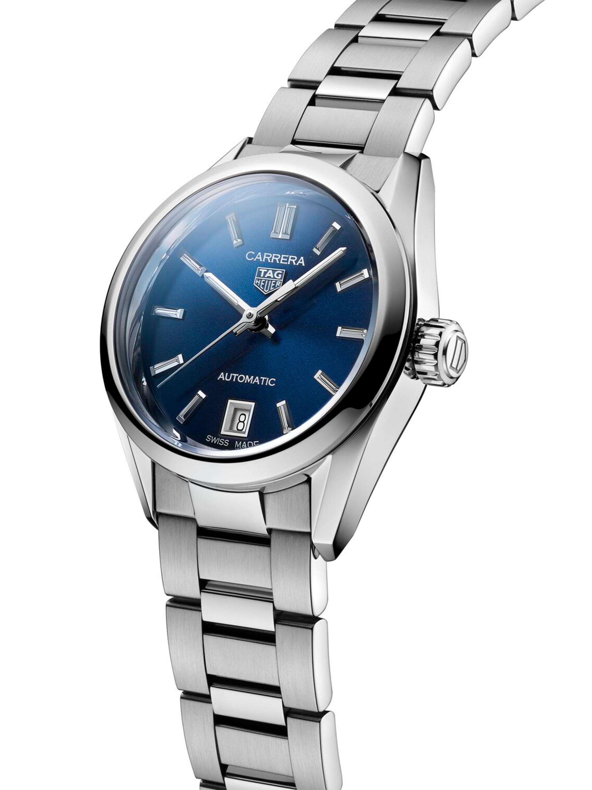 TAG Heuer Women's Carrera Stainless Steel & Blue Dial Automatic 29MM Bracelet Watch - Silver