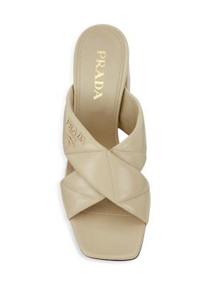 Prada logo-detail crisscross slides - Black