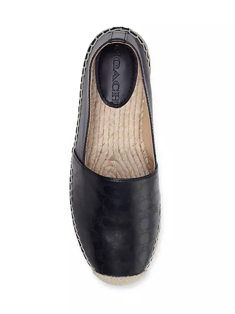 Slip-On Espadrilles in Leather with Signature details- Black | Men's Casual Shoes Size 7