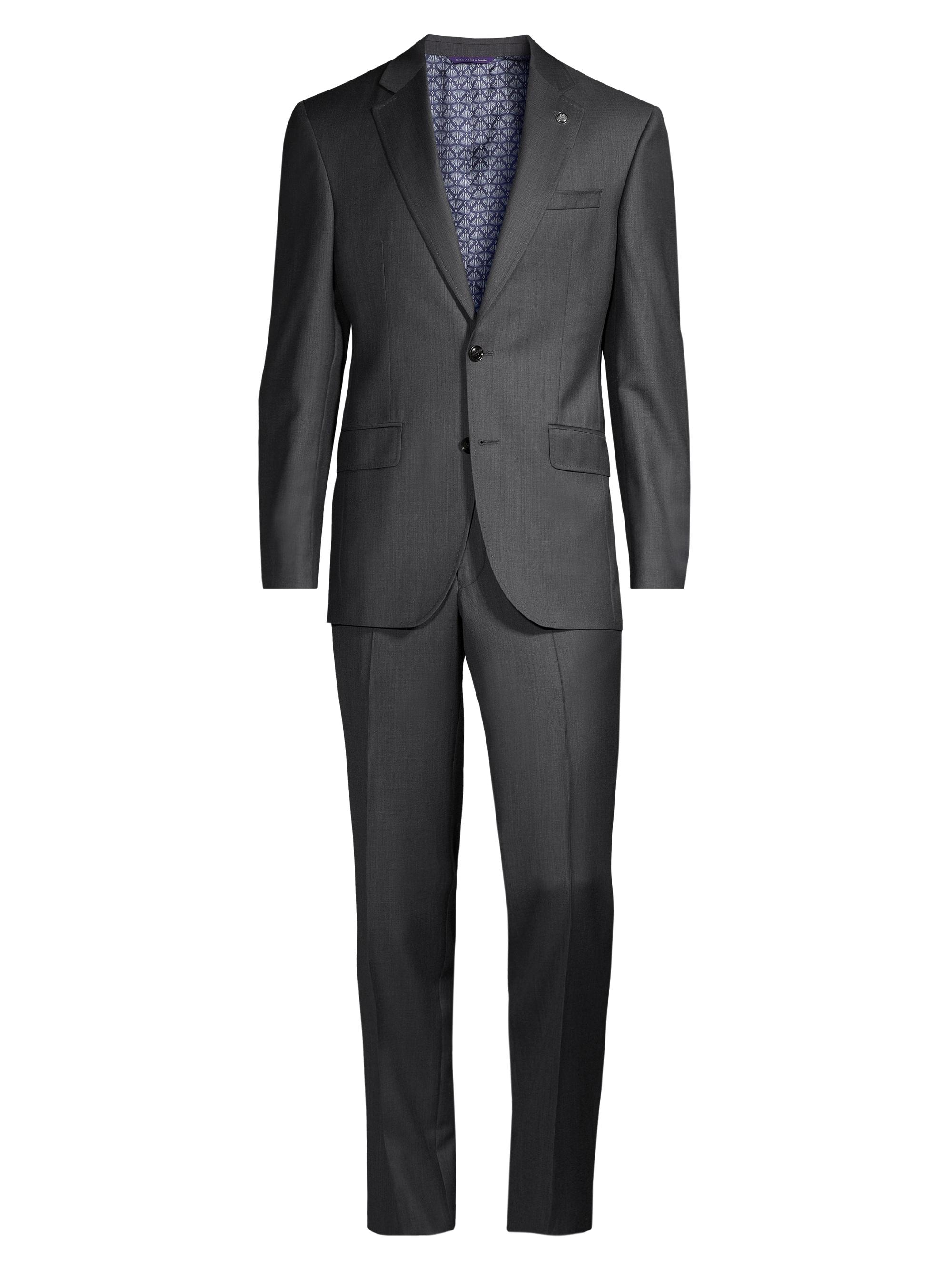 Ted Baker Men's Wool Sharkskin Suit - Charcoal