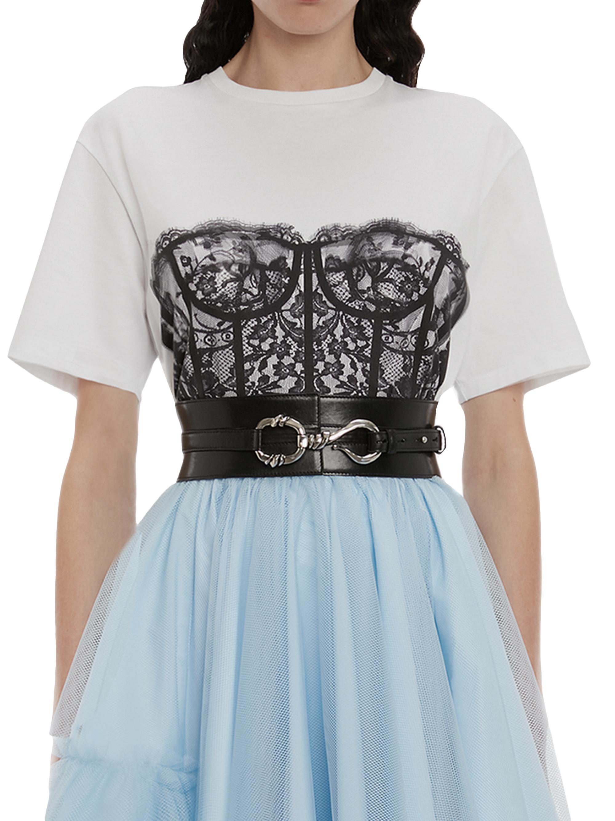 McQueen Lace Corset T-Shirt | Saks Fifth Avenue