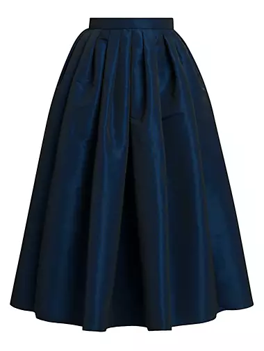 Pleated Flare Midi-Skirt