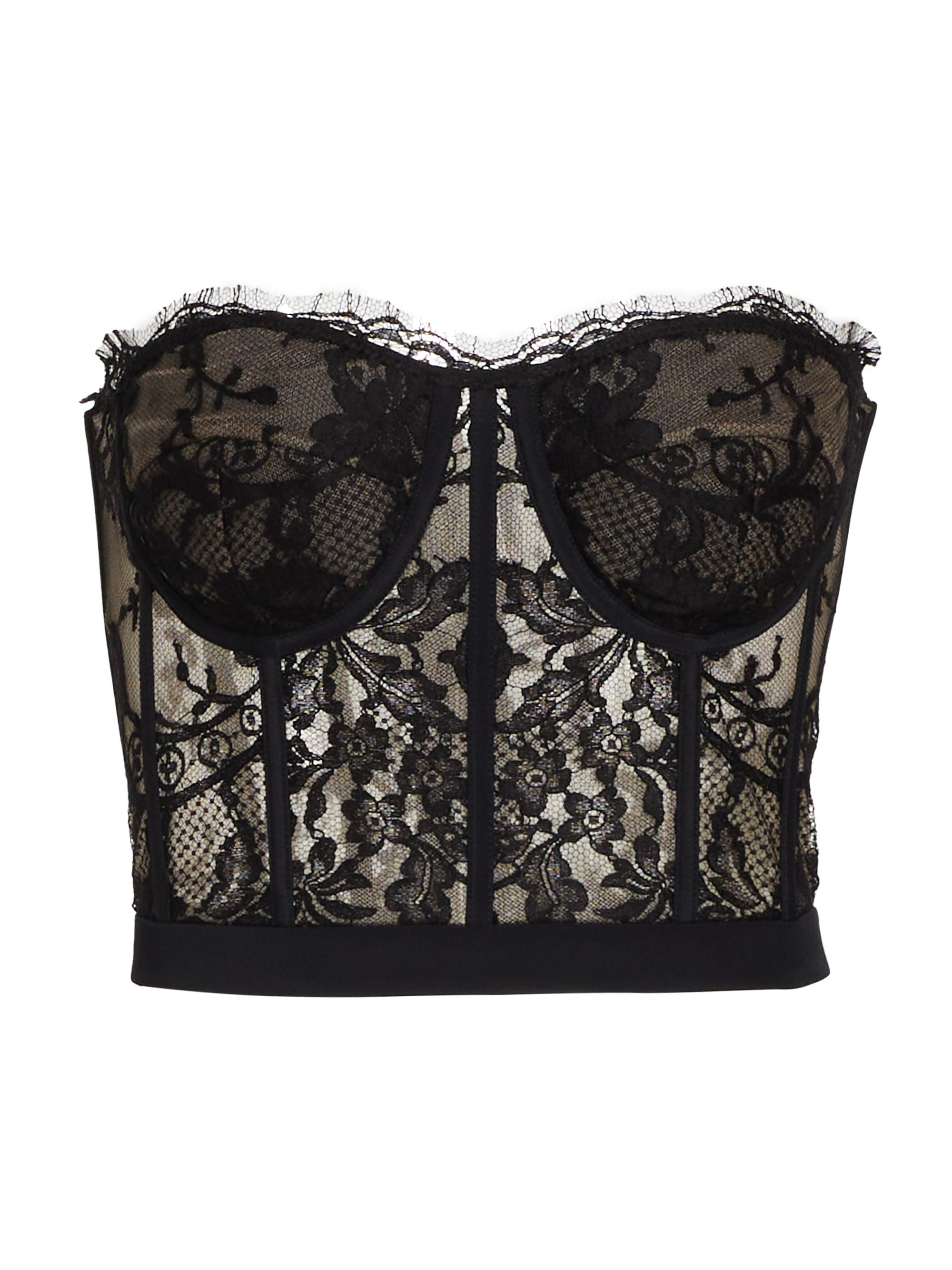 McQueen Women's Strapless Lace Crop Bustier - Black