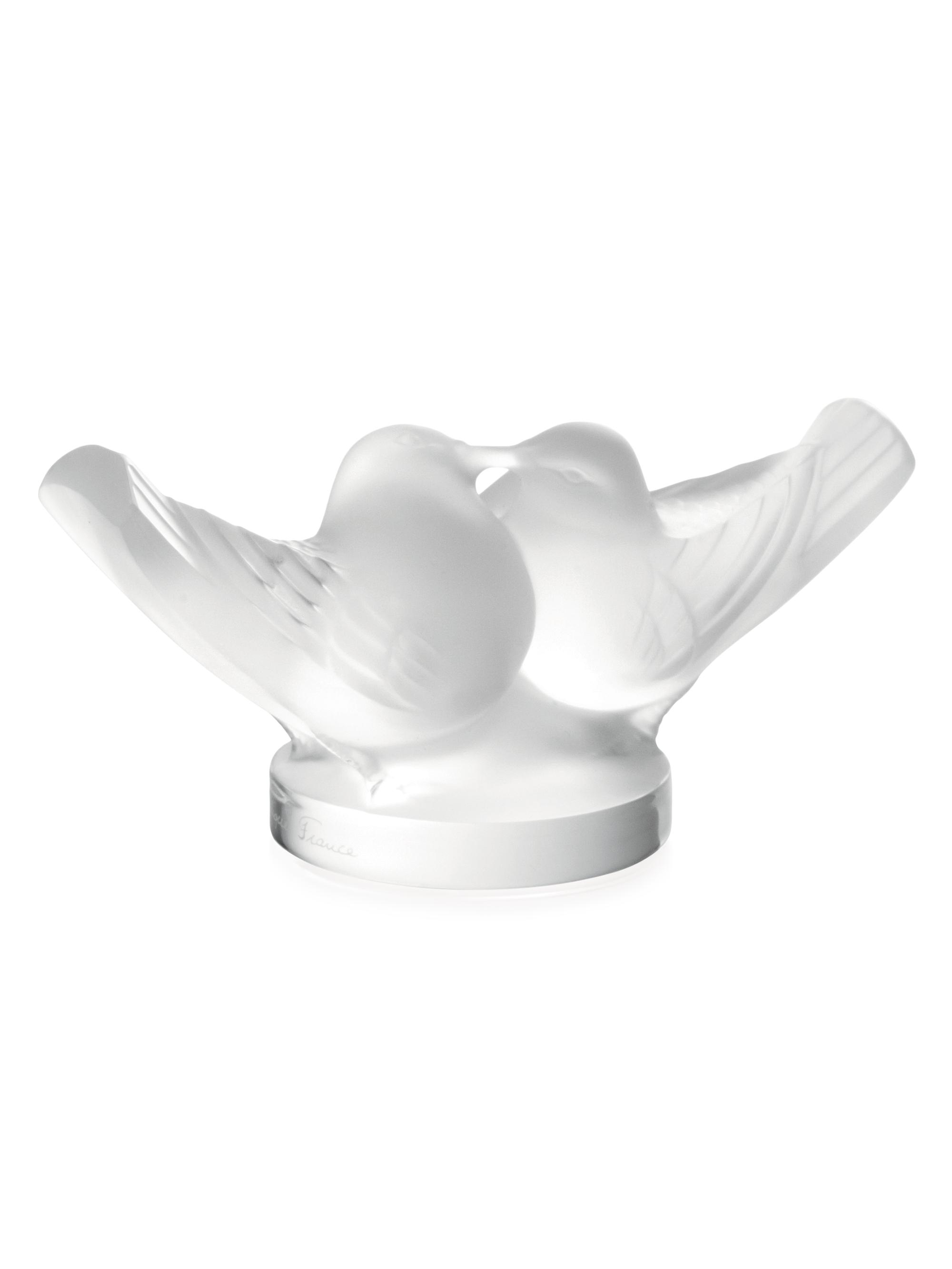 Lalique Two Lovebirds Crystal Sculpture - Clear