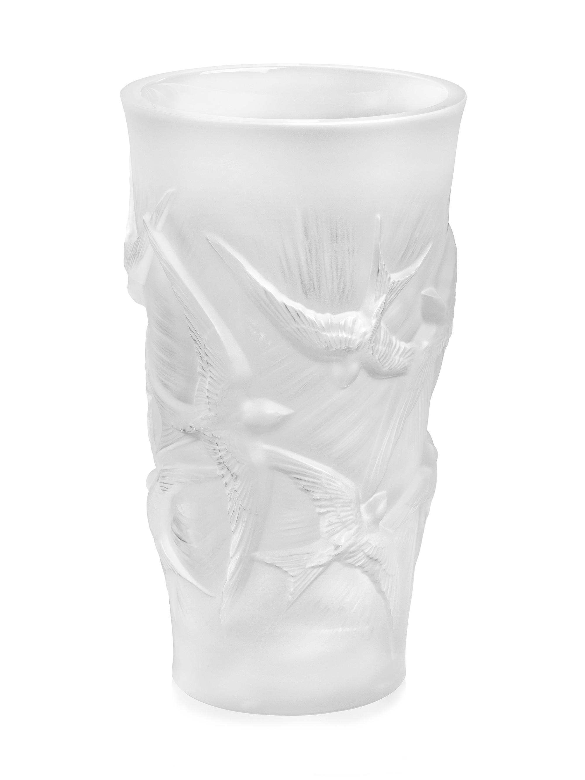 Lalique Hirondelles Small Crystal Vase - Clear