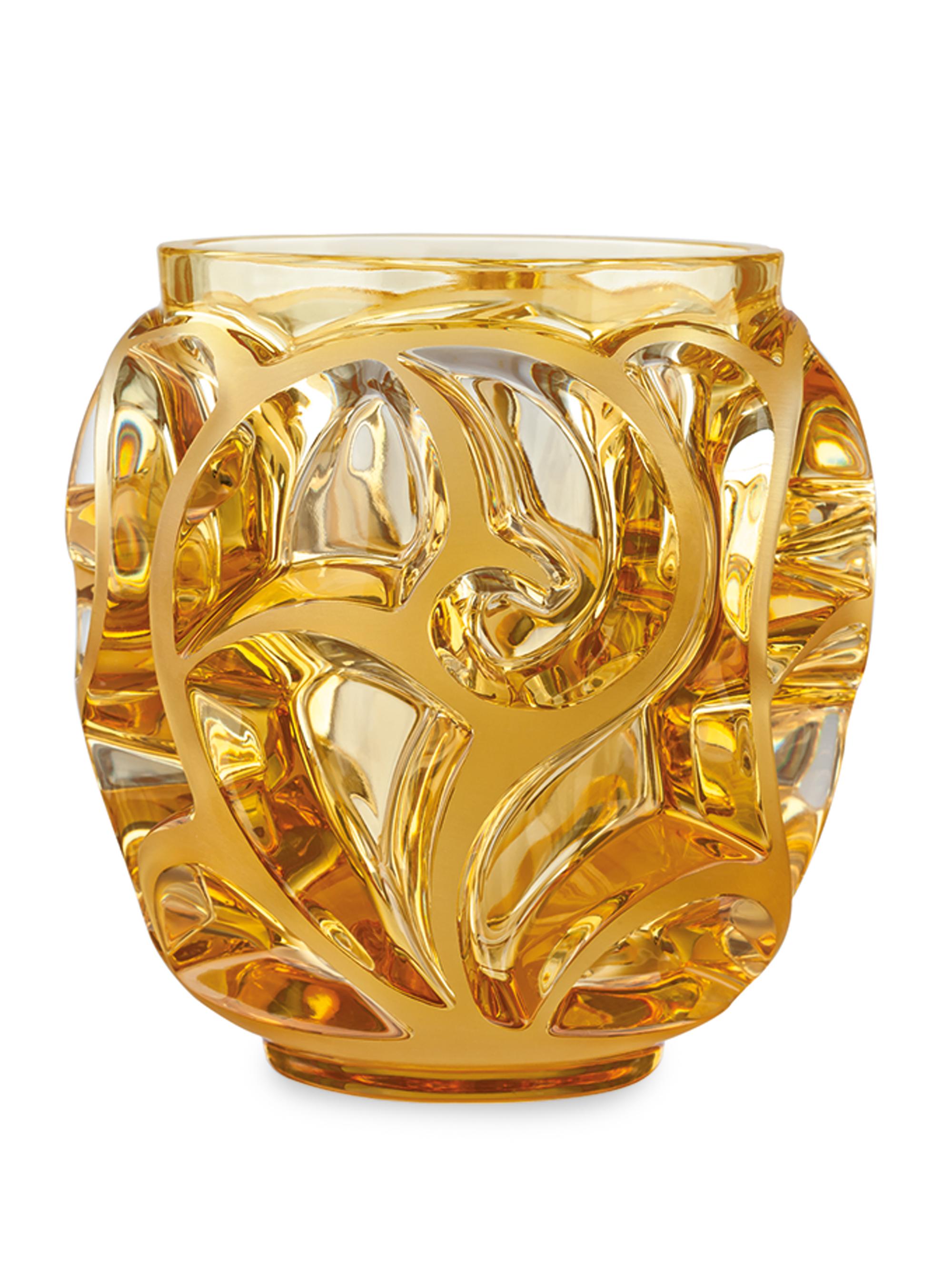 Lalique Tourbillons Small Crystal Vase - Amber