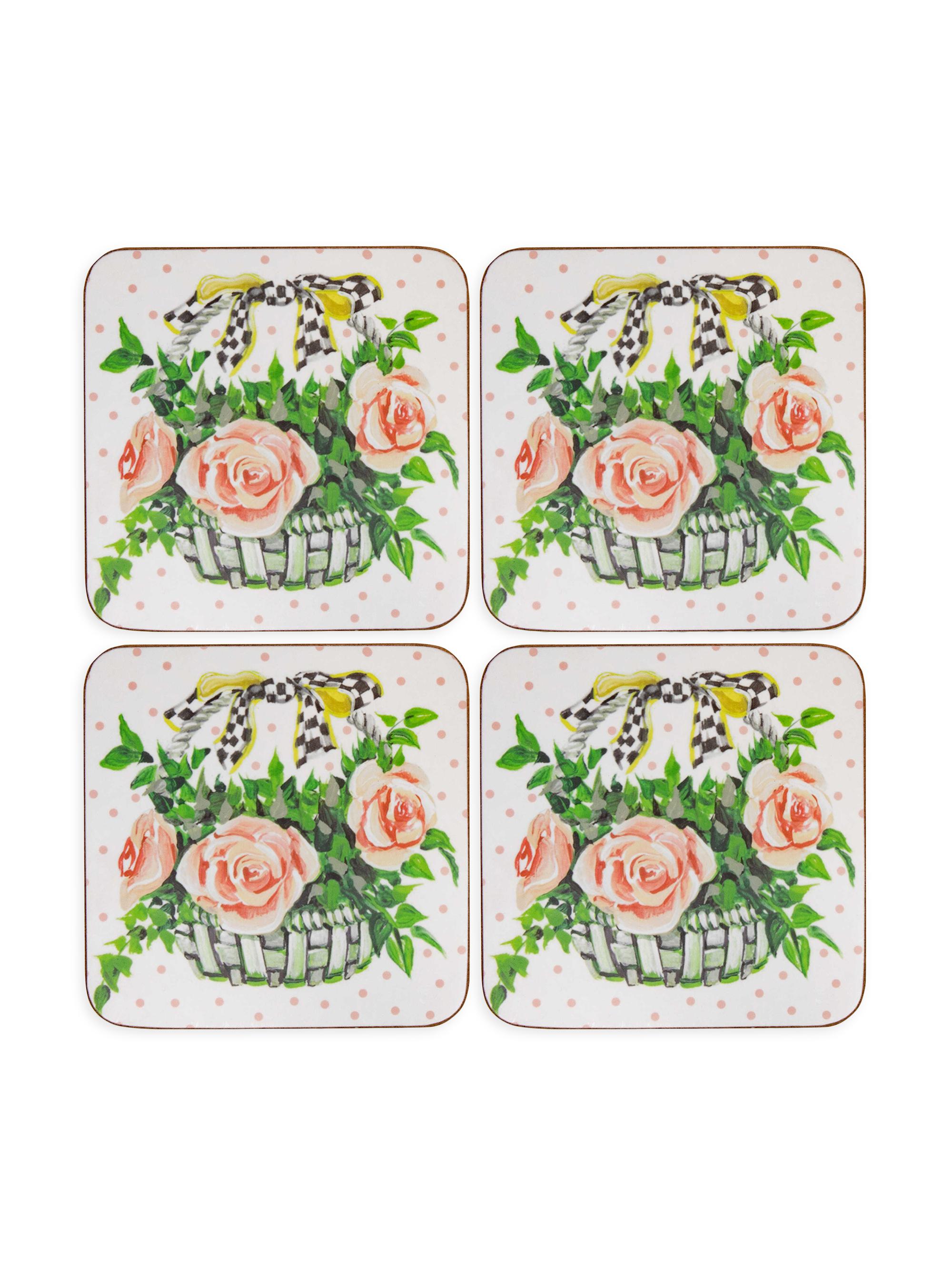 MacKenzie-Childs Really Rosy 4-Piece Coaster Set