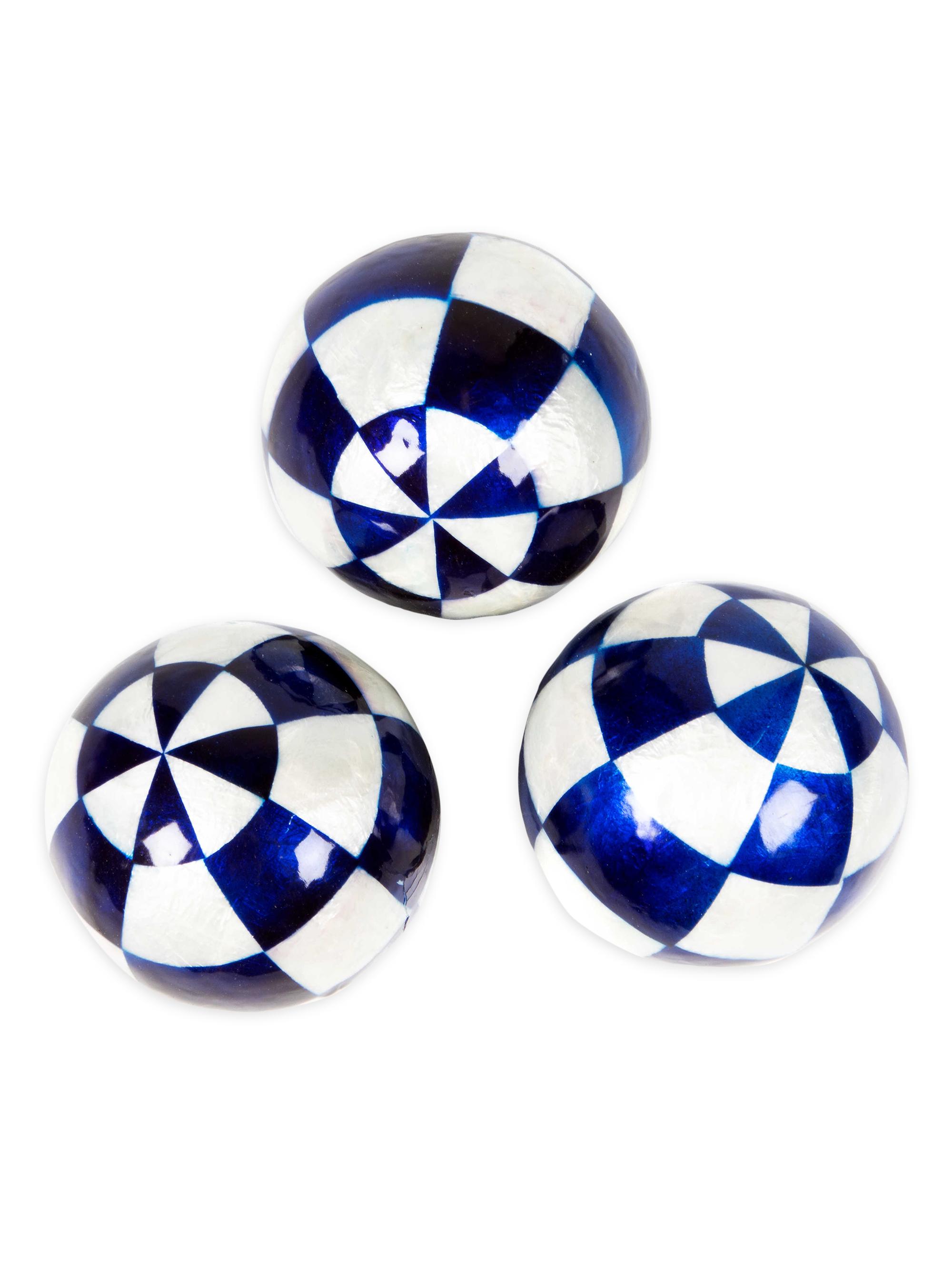 MacKenzie-Childs Royal Check Capiz 3-Piece Ball Set Large