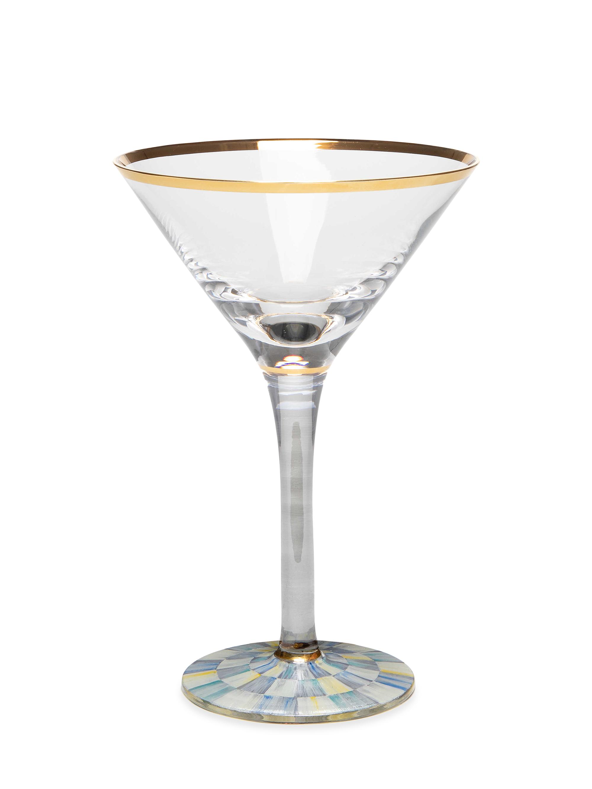 MacKenzie-Childs Sterling Check Martini Glass