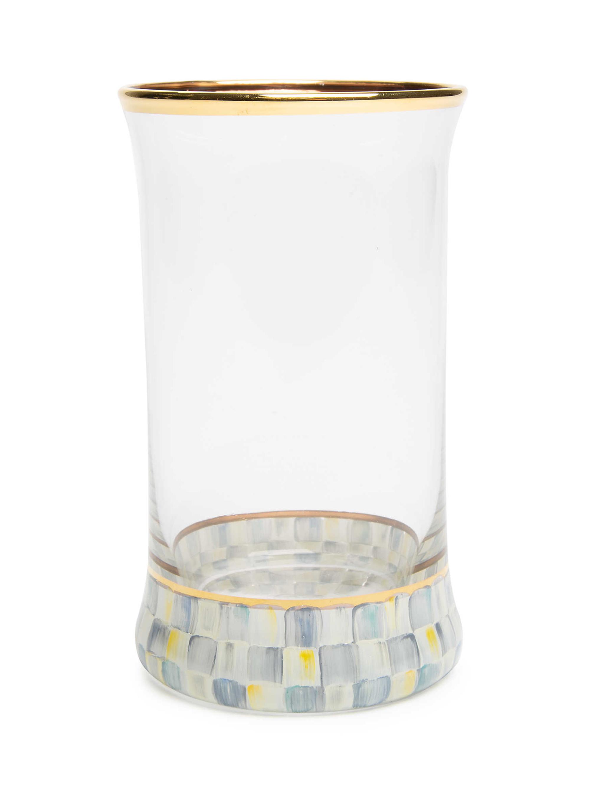 MacKenzie-Childs Sterling Check Highball Glass