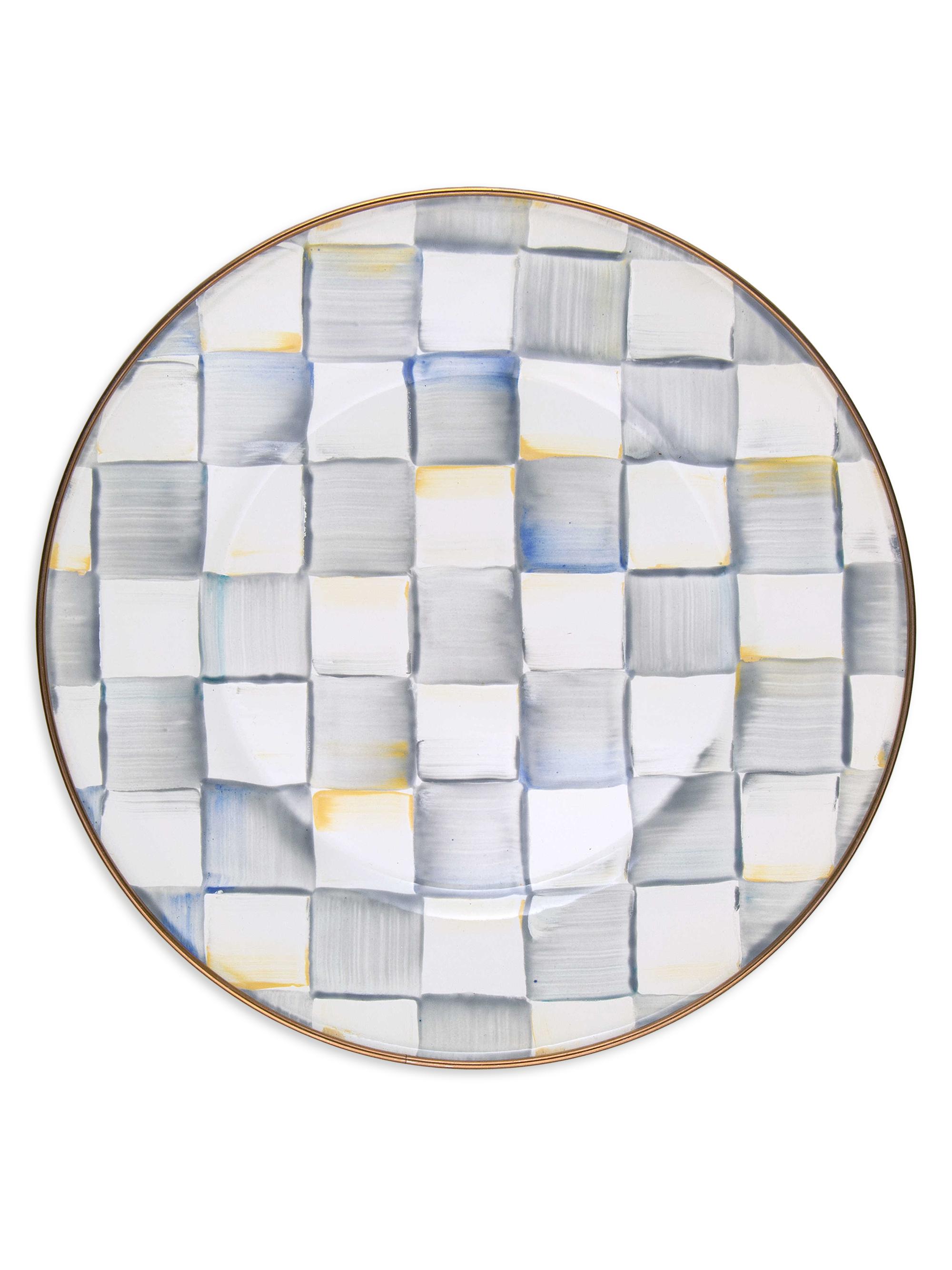 MacKenzie-Childs Sterling Check Enamel Dinner Plate