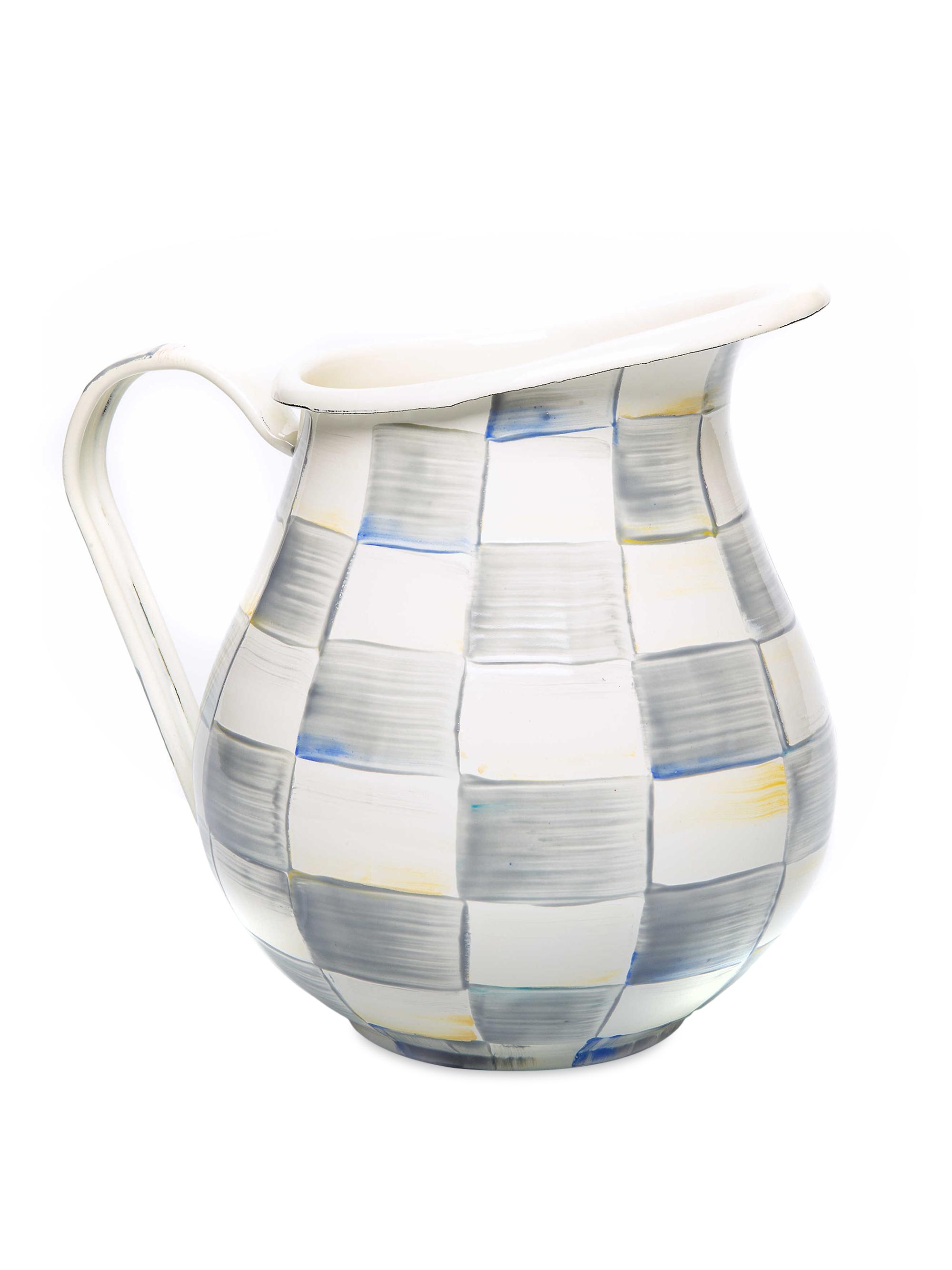 MacKenzie-Childs Sterling Check Enamel Pitcher