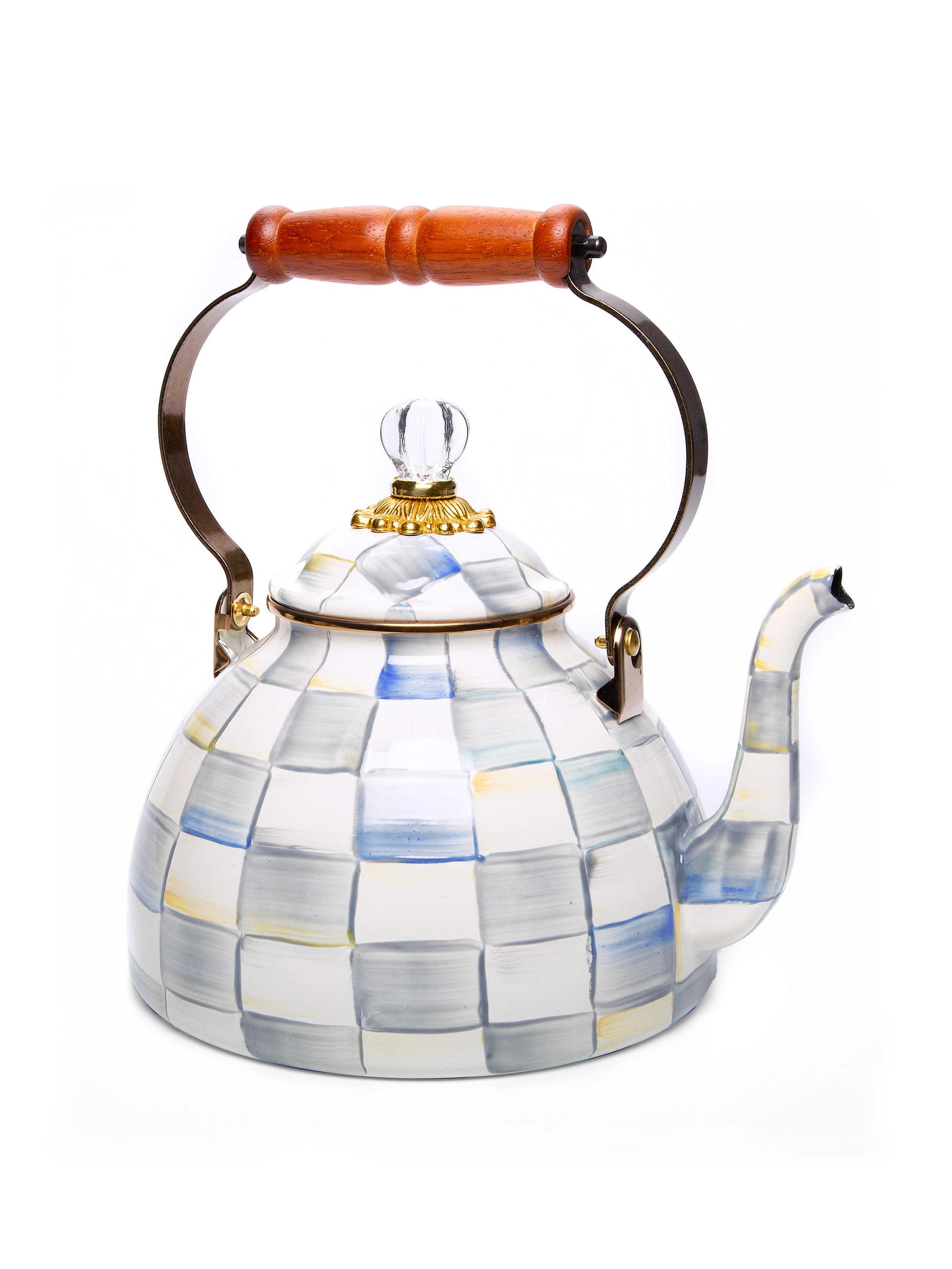 MacKenzie-Childs Sterling Check Enamel Tea Kettle