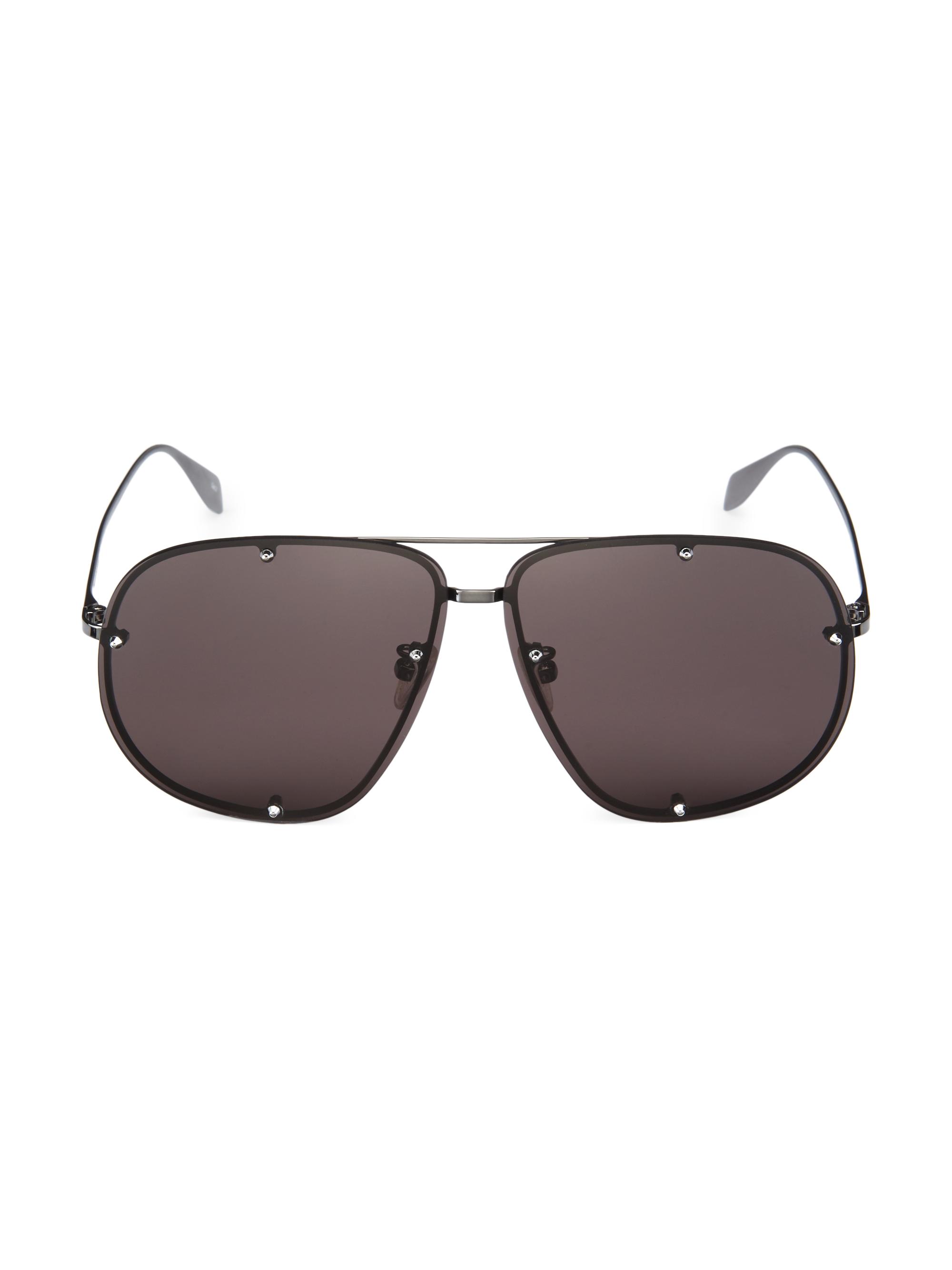 McQueen Women's Studs 64MM Pilot Sunglasses - Ruthenium