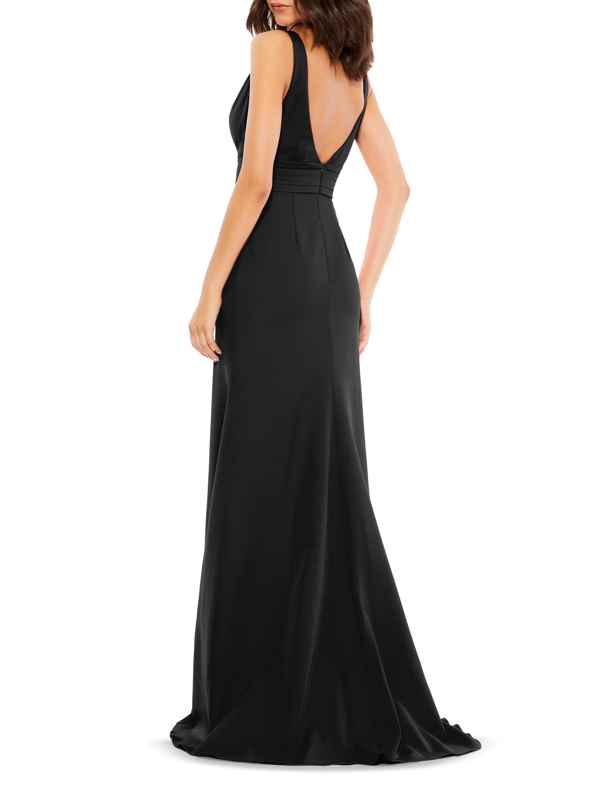 knee length dresses for ladies Mac Duggal Metallic Ruched A Line Sleeveless Gown, Womens, 10, Gold main image 0