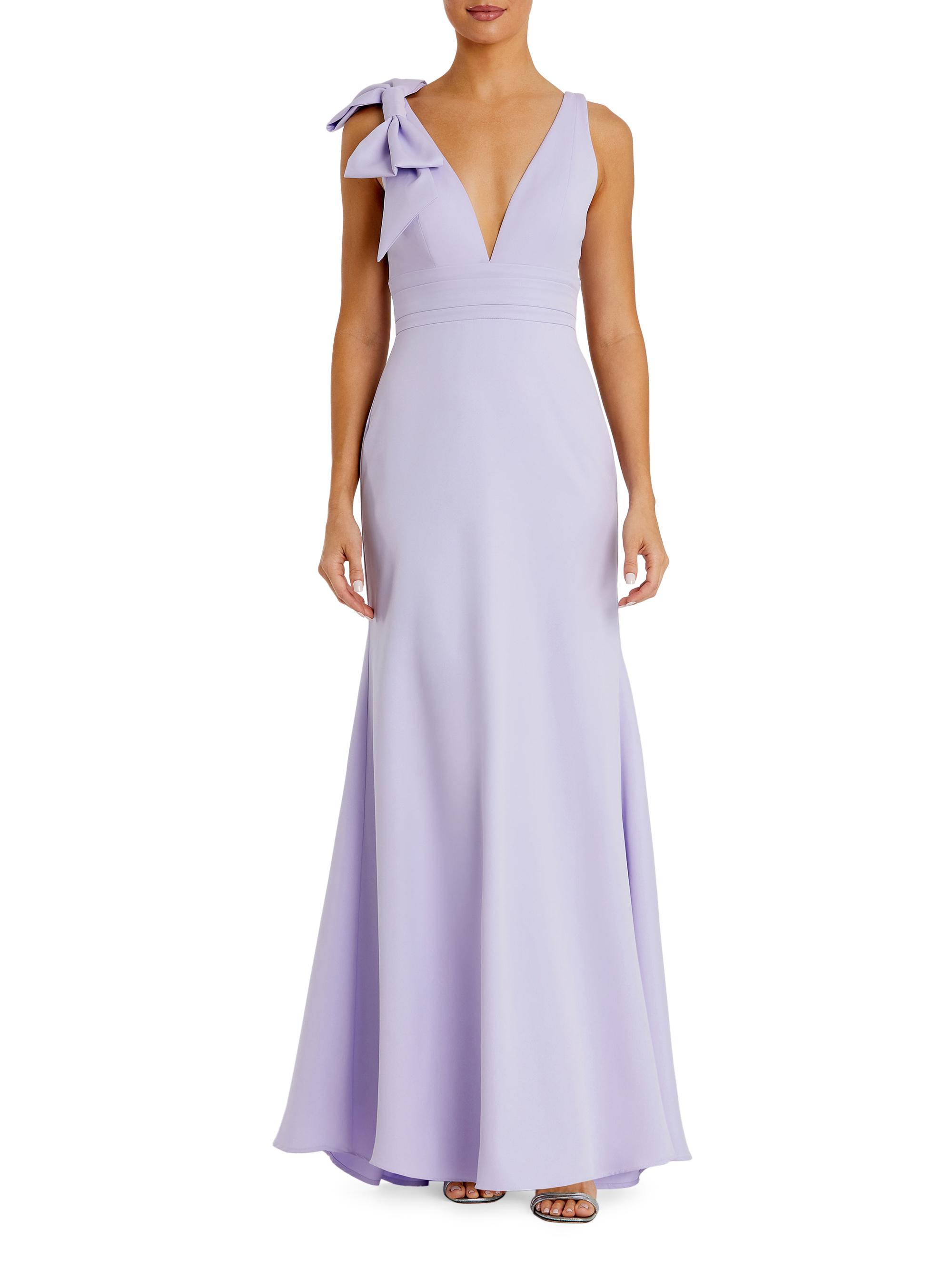 Mac Duggal Women's Bow V-Neck A-Line Gown - Lilac