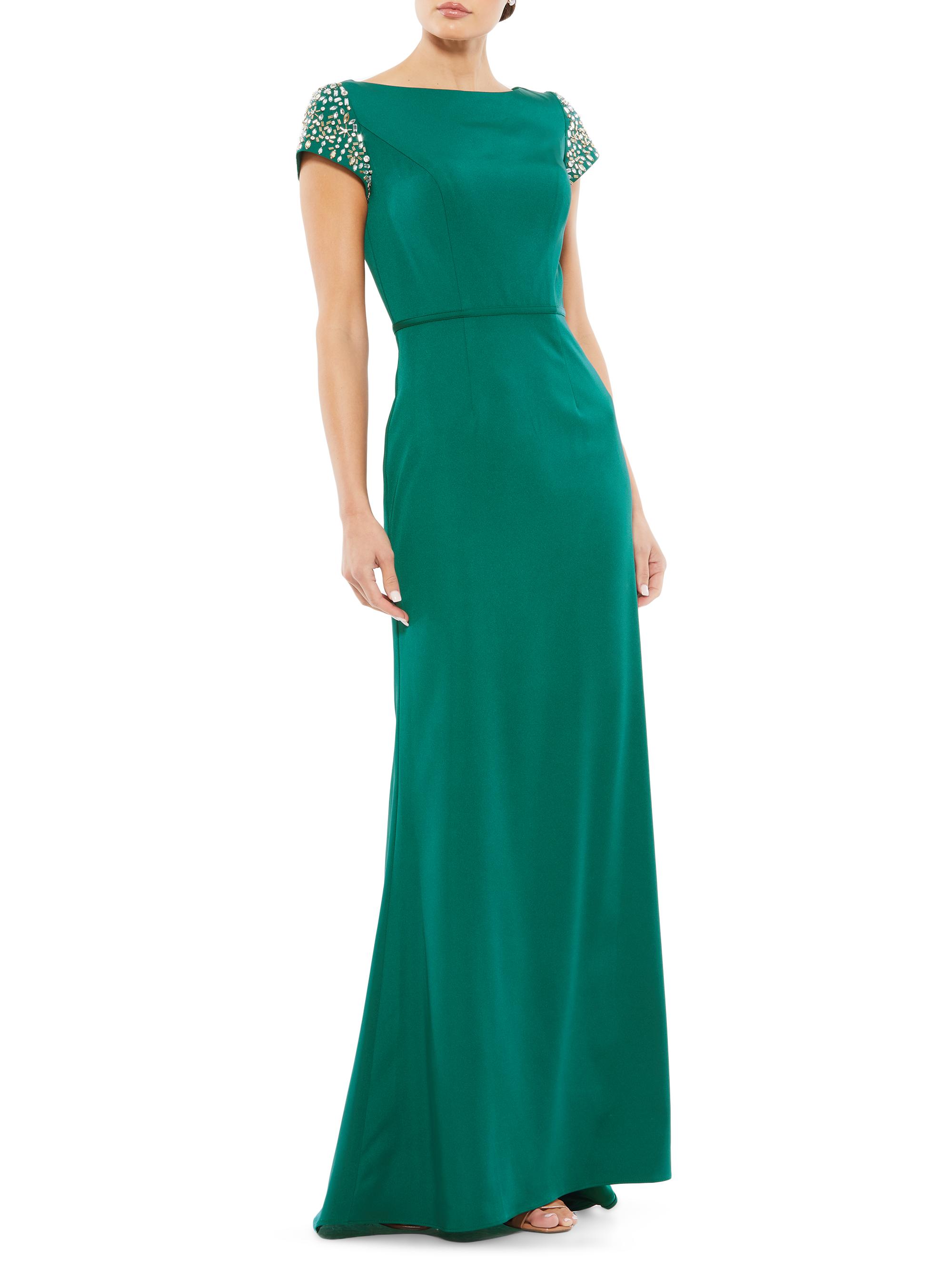 Mac Duggal Women's Embellished Cap Sleeve A-Line Gown - Emerald