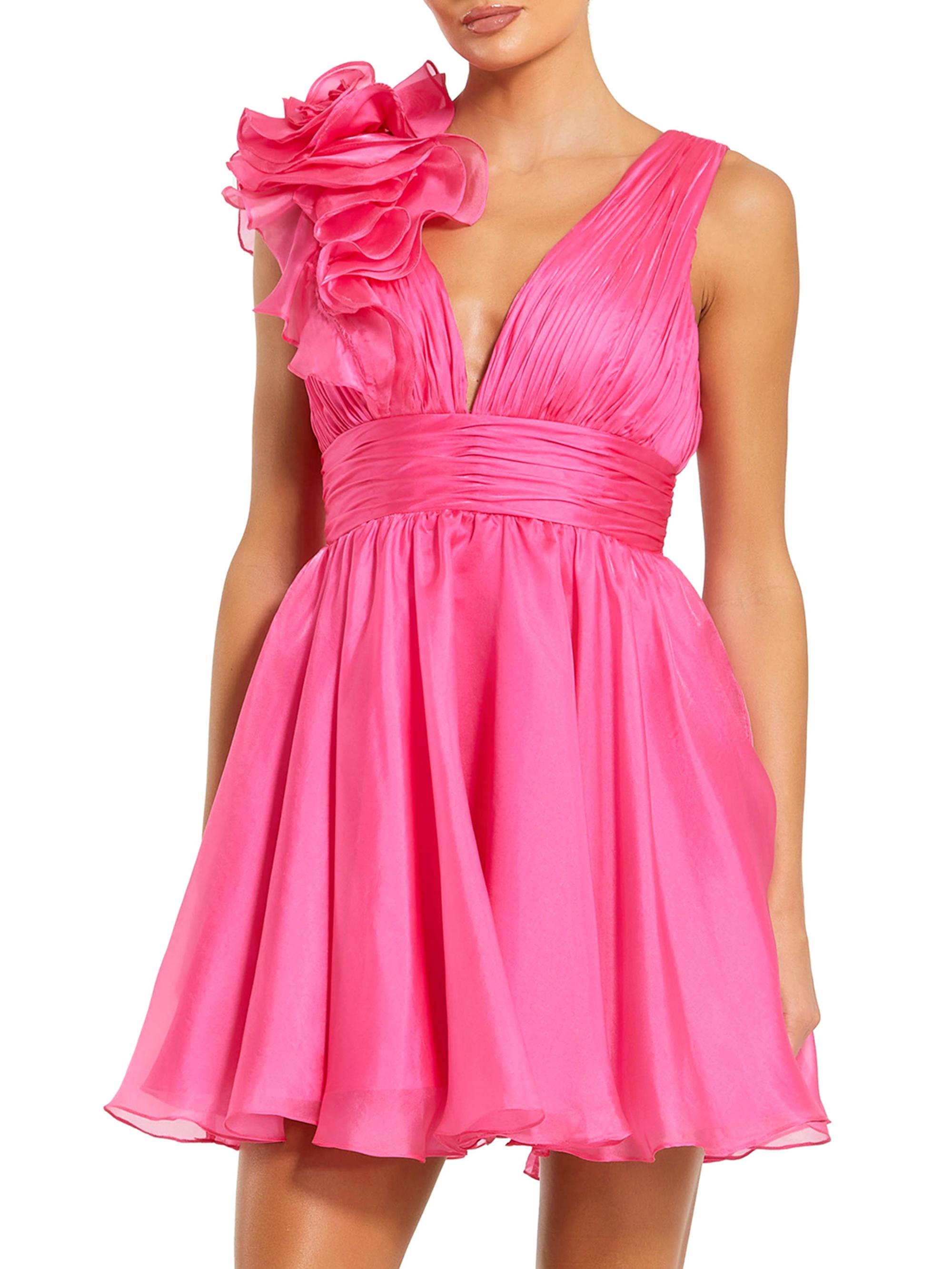 hot pink floral dress Zapakasa Women Hot Pink Long Prom Dress with Slit A-Line Spaghetti Straps  Party Dress main image 0