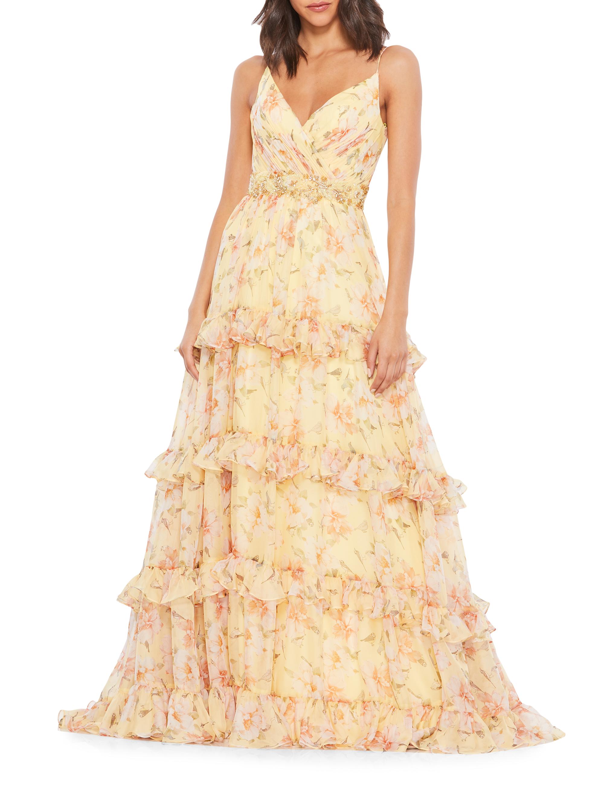 Mac Duggal Floral Tiered Ruffle Gown | Saks Fifth Avenue