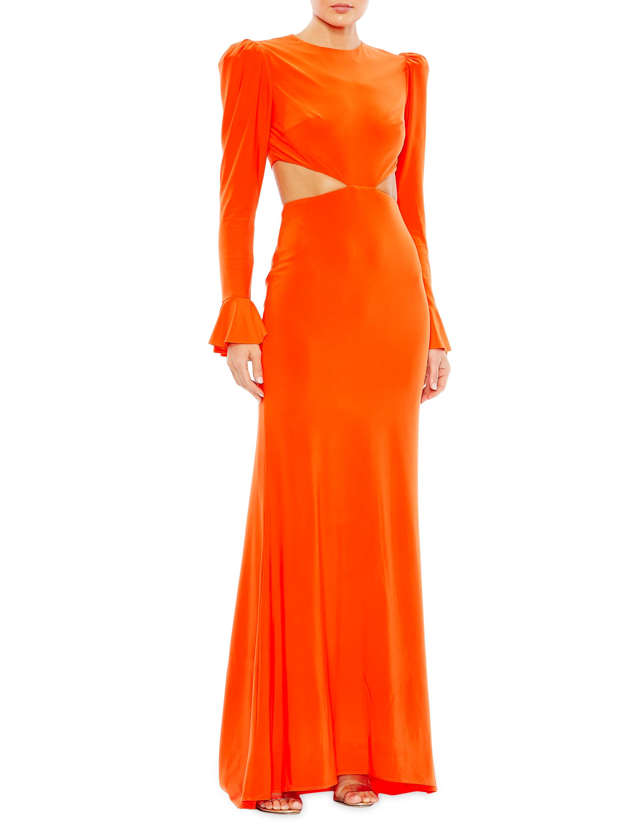 Mac Duggal Women's Ieena Cut-Out Jersey A-Line Gown - Orange