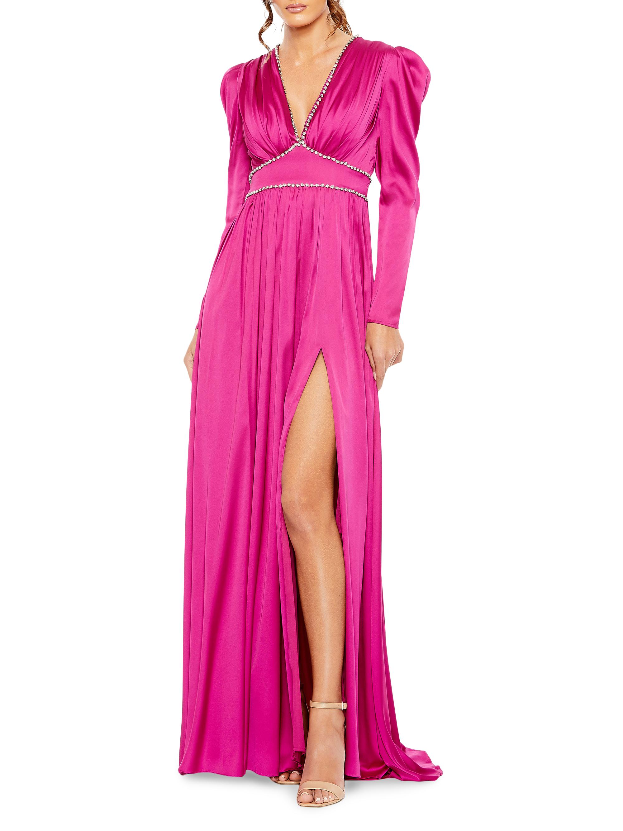 Mac Duggal Women's Ieena Satin Embellished Empire Gown - Magenta