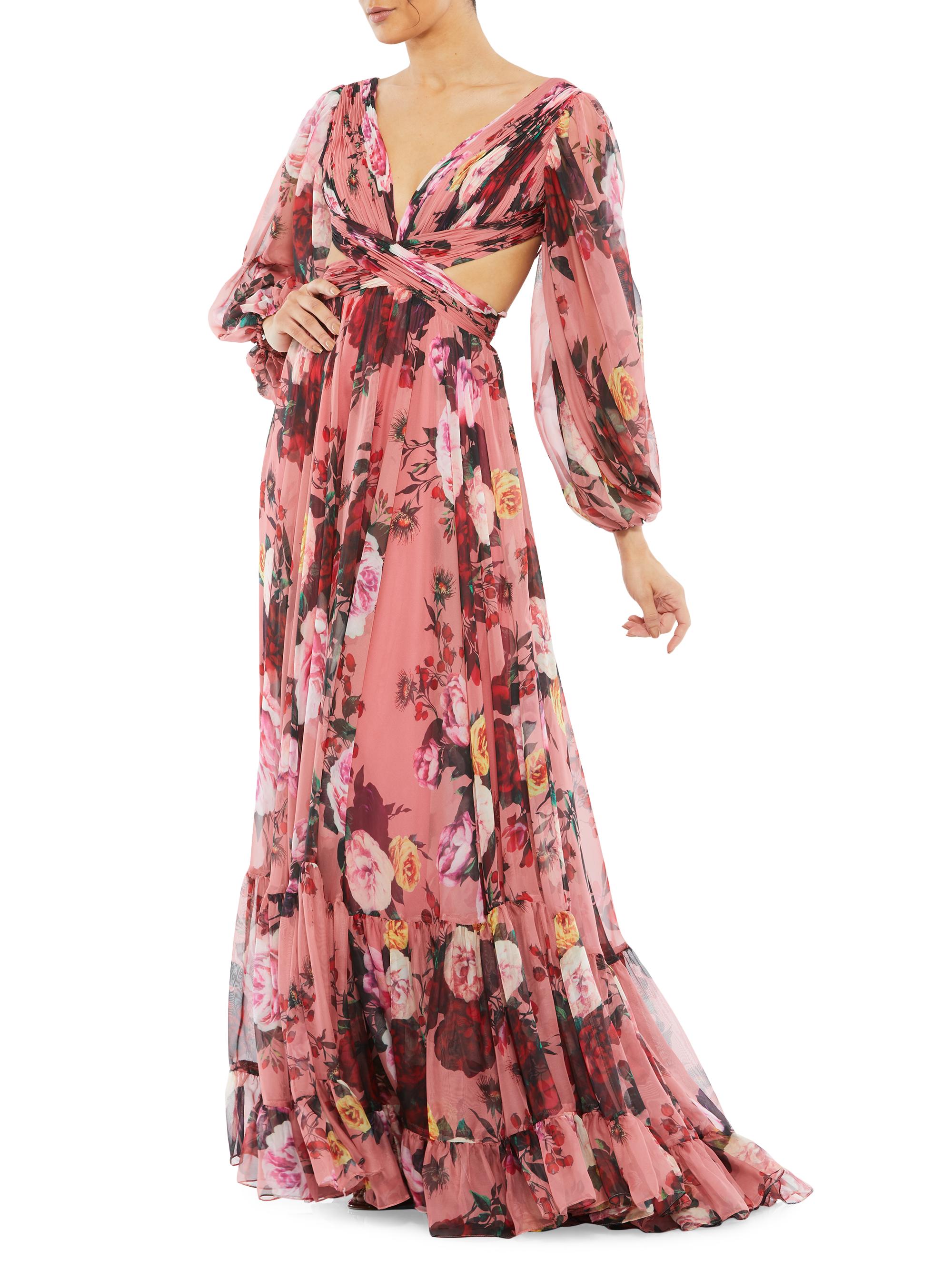 Mac Duggal Women's Ieena Floral Chiffon Gown - Rose Multi