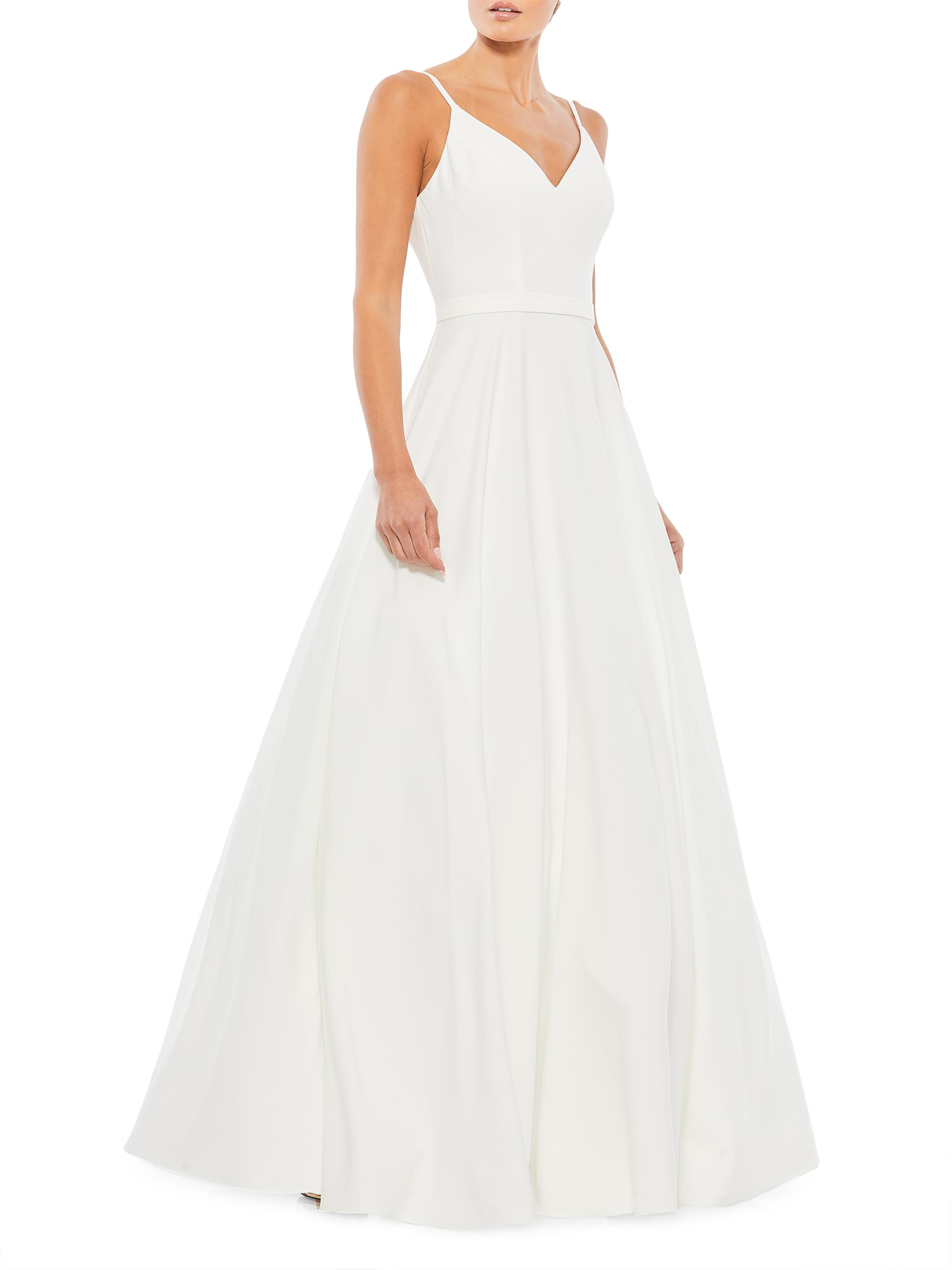Mac Duggal Women's Classic Taffeta A-Line Gown - White