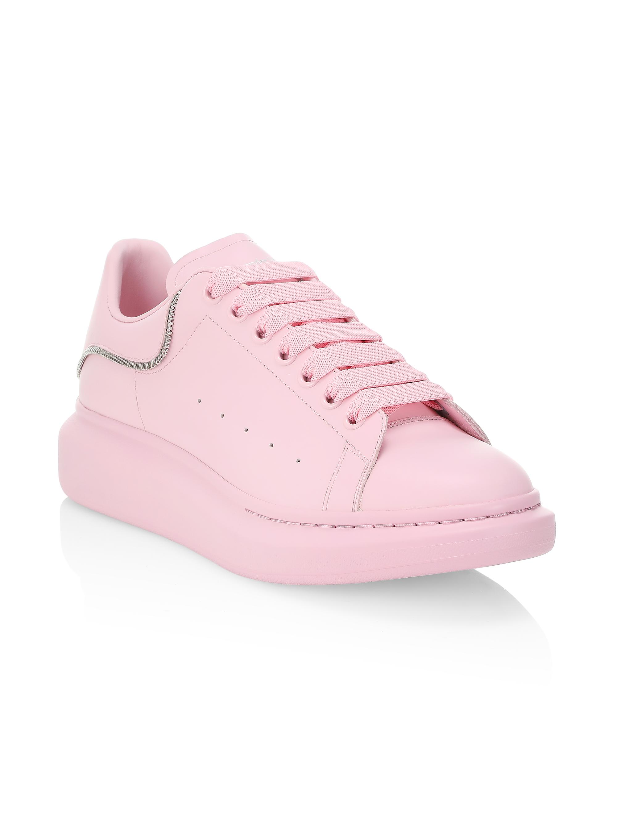 McQueen Oversized Leather Zip Sneakers | Saks Fifth Avenue