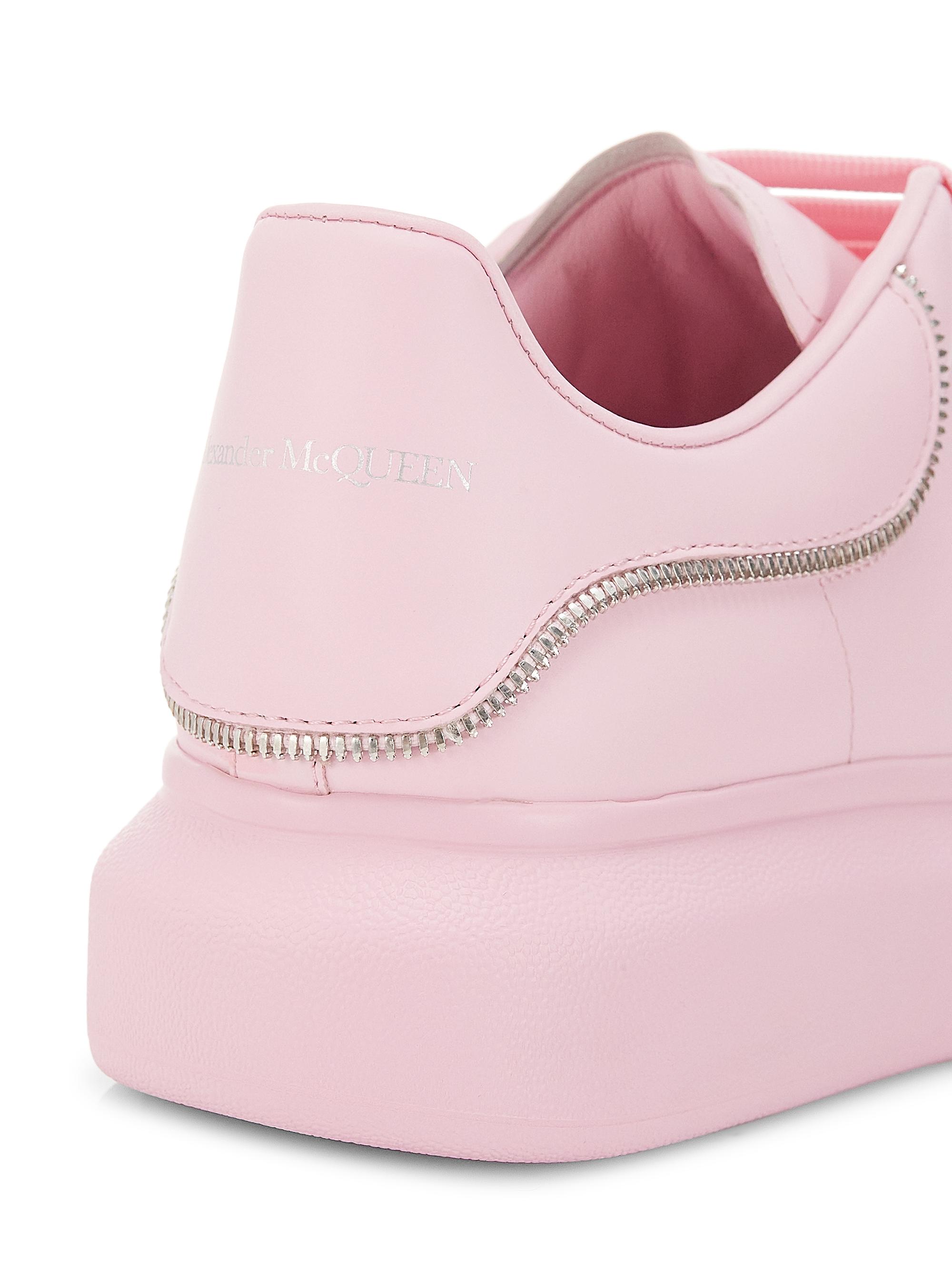 McQueen Oversized Leather Zip Sneakers | Saks Fifth Avenue