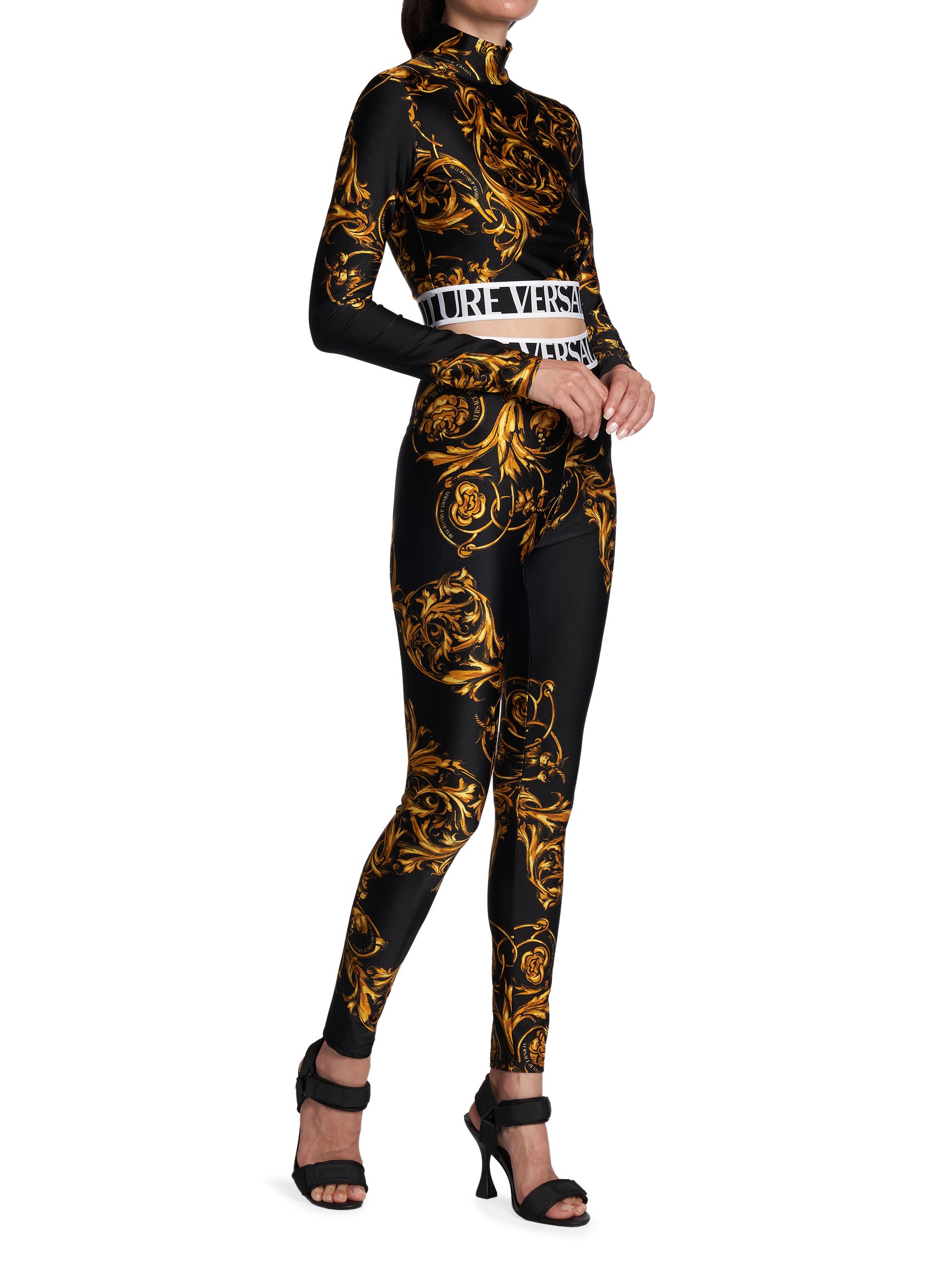 versace jeans couture garland logo waist leggings