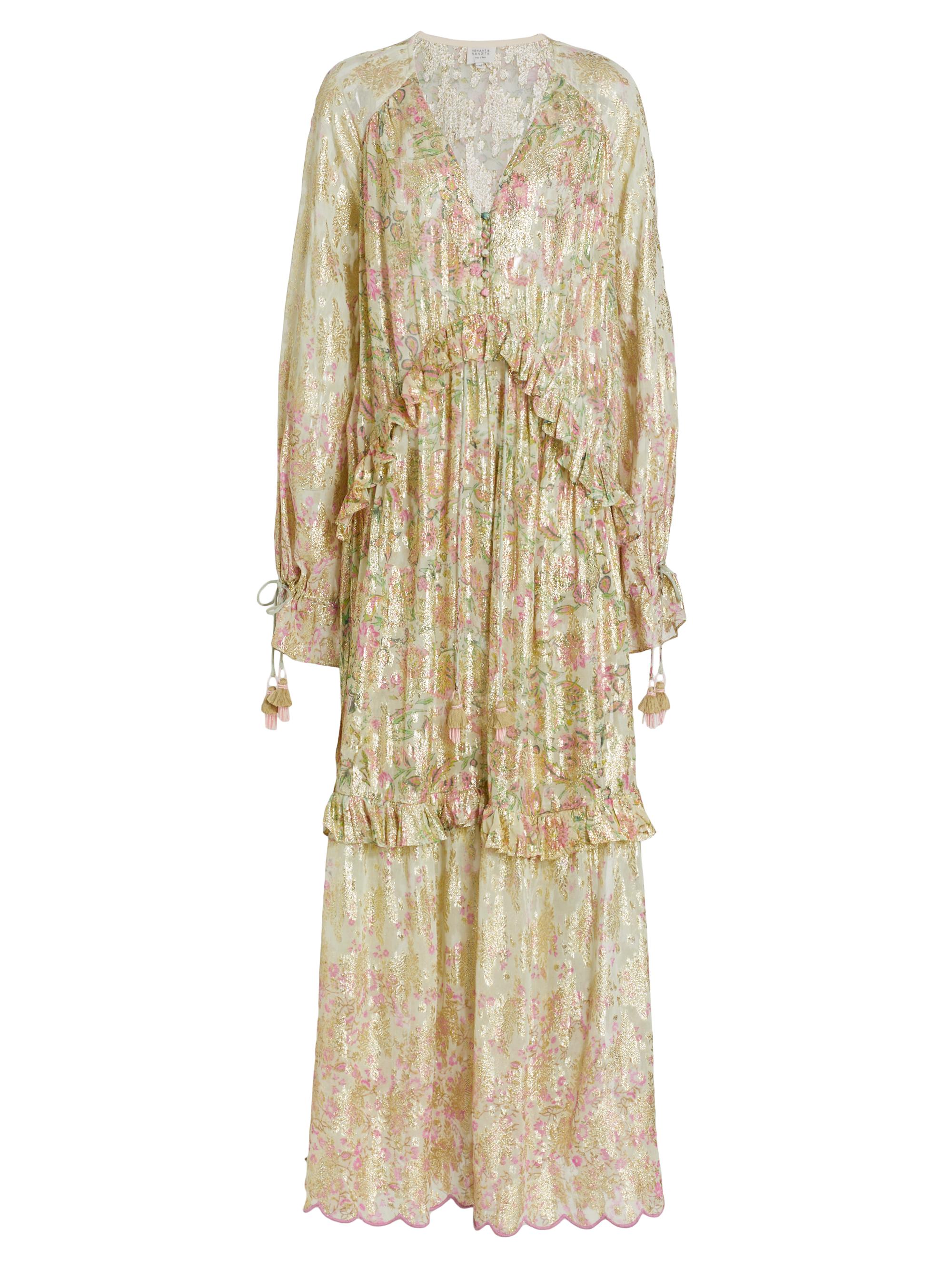 Hemant & Nandita Women's Printed Tiered Kaftan Dress - Pale Mint