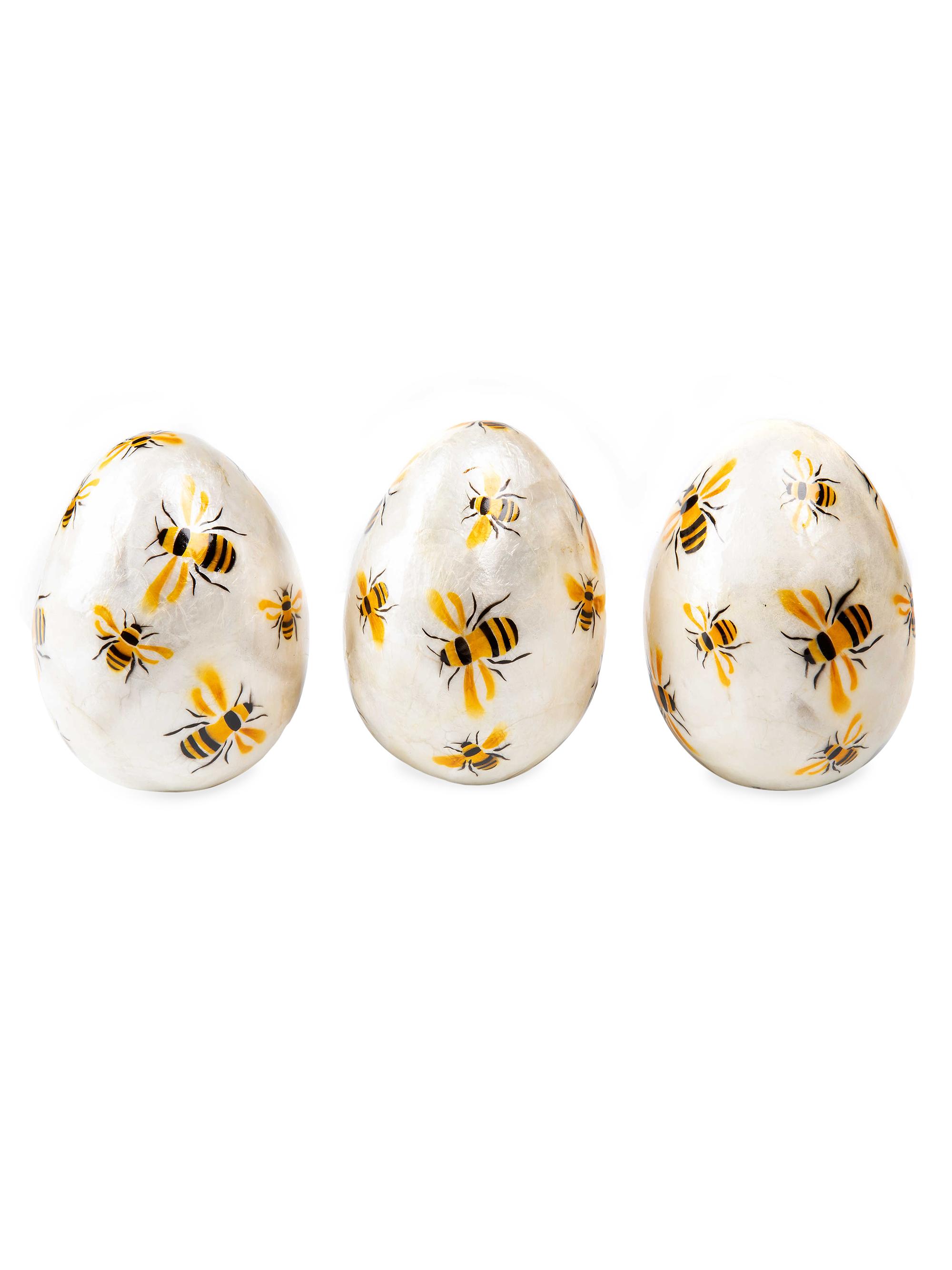 MacKenzie-Childs Queen Bee Capiz 3-Piece Egg Set